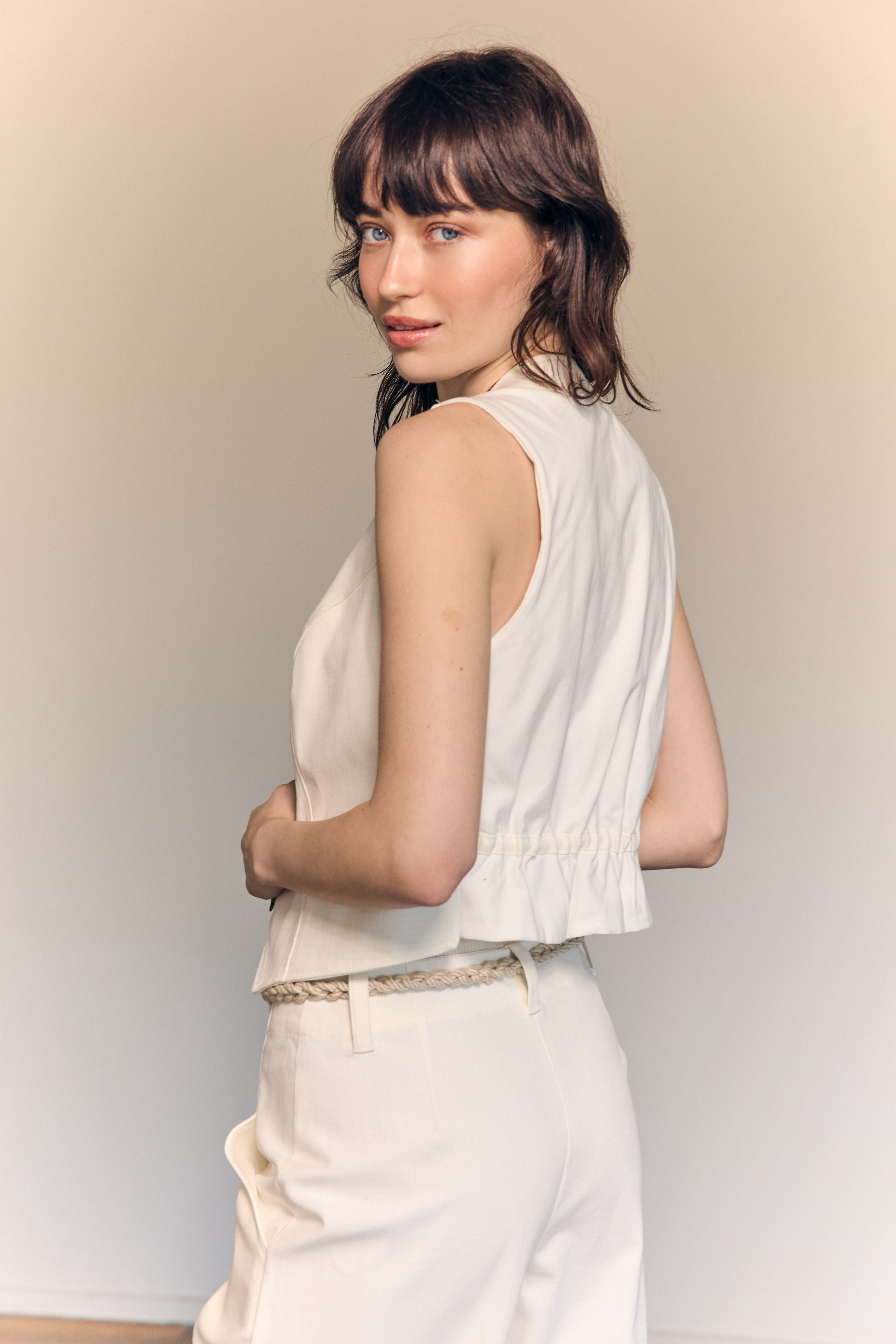 Penelope Chaleco Vaquero Blanco
