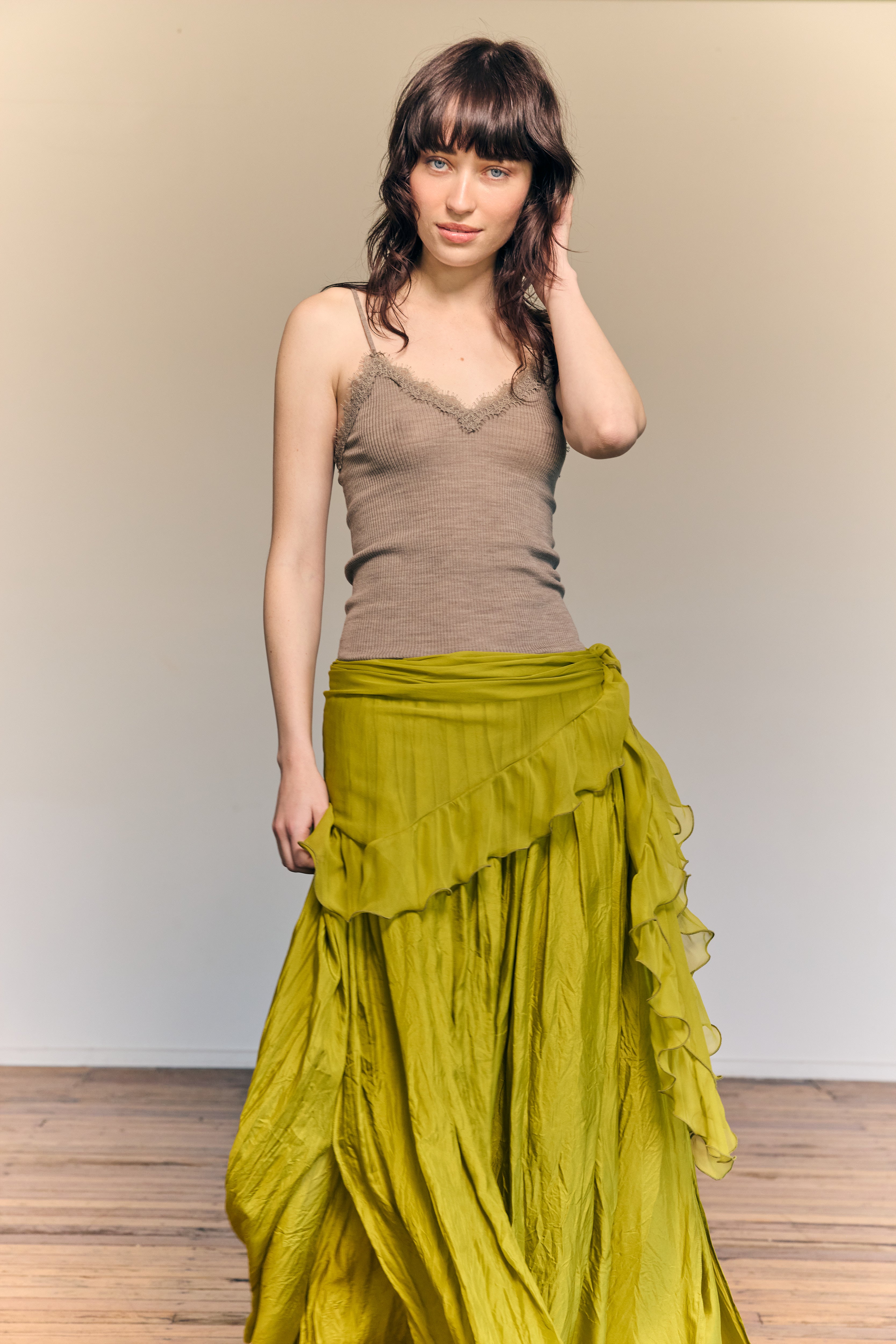 Rosa Lace Cami Wool/Lace Ecru