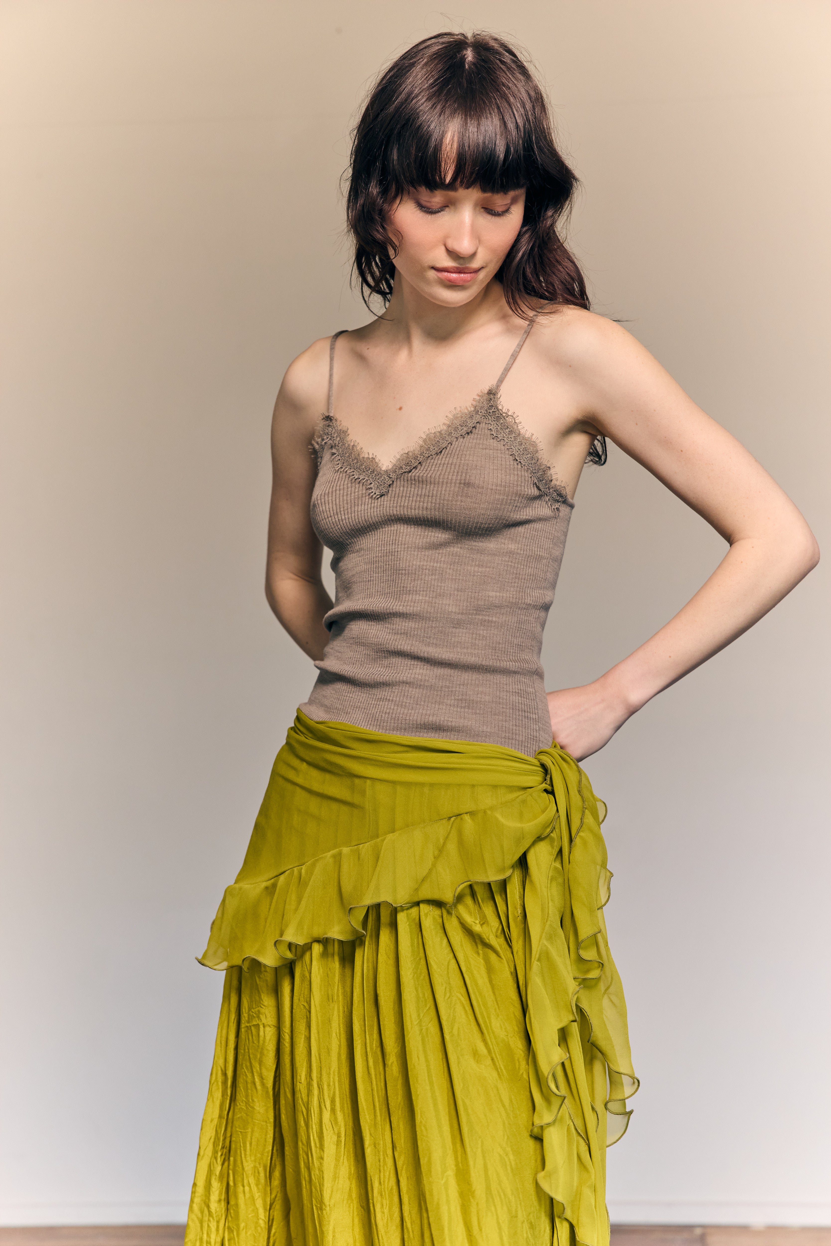 Rosa Lace Cami Wool/Lace Ecru
