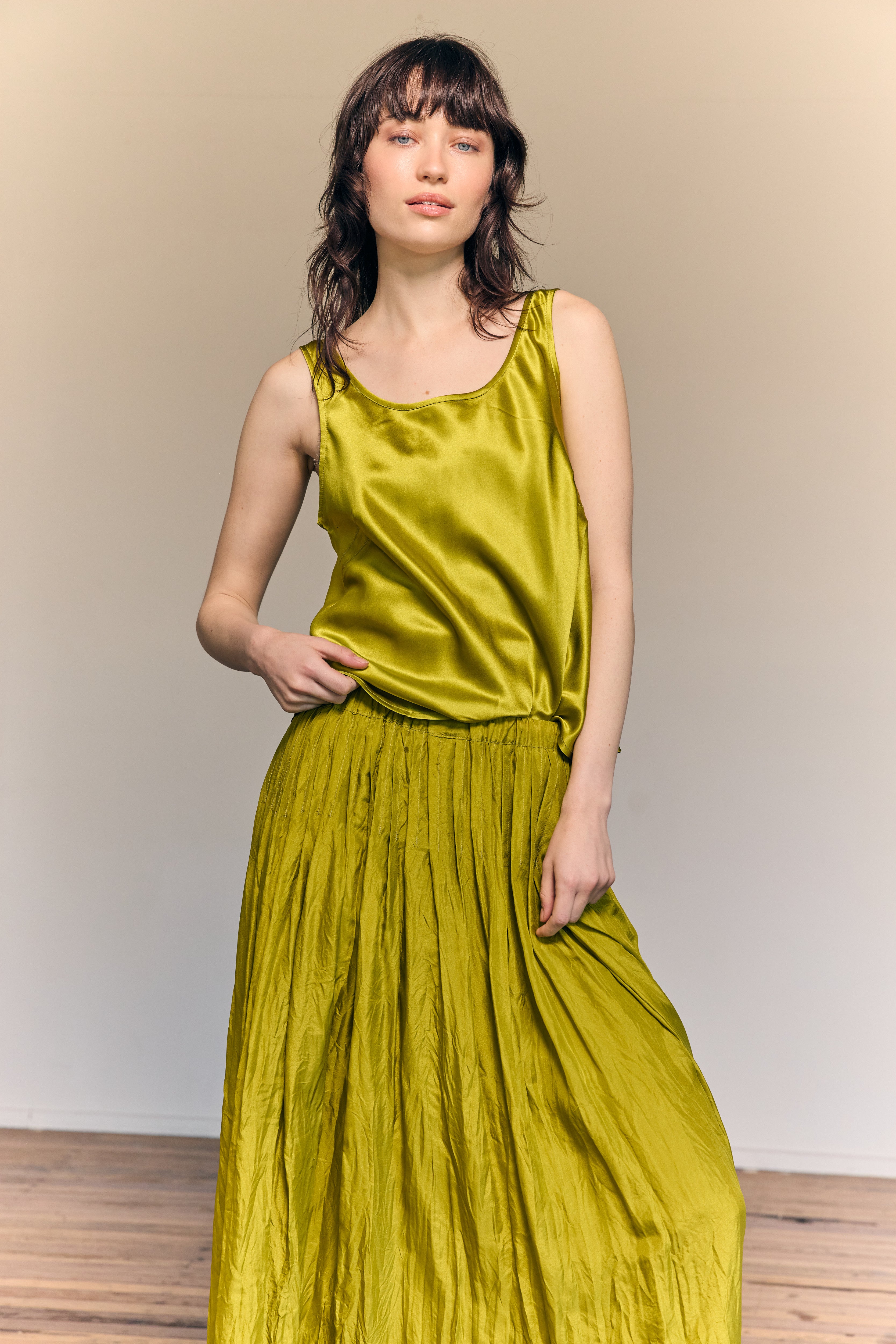 Coco Bias Top Silk Chartreuse