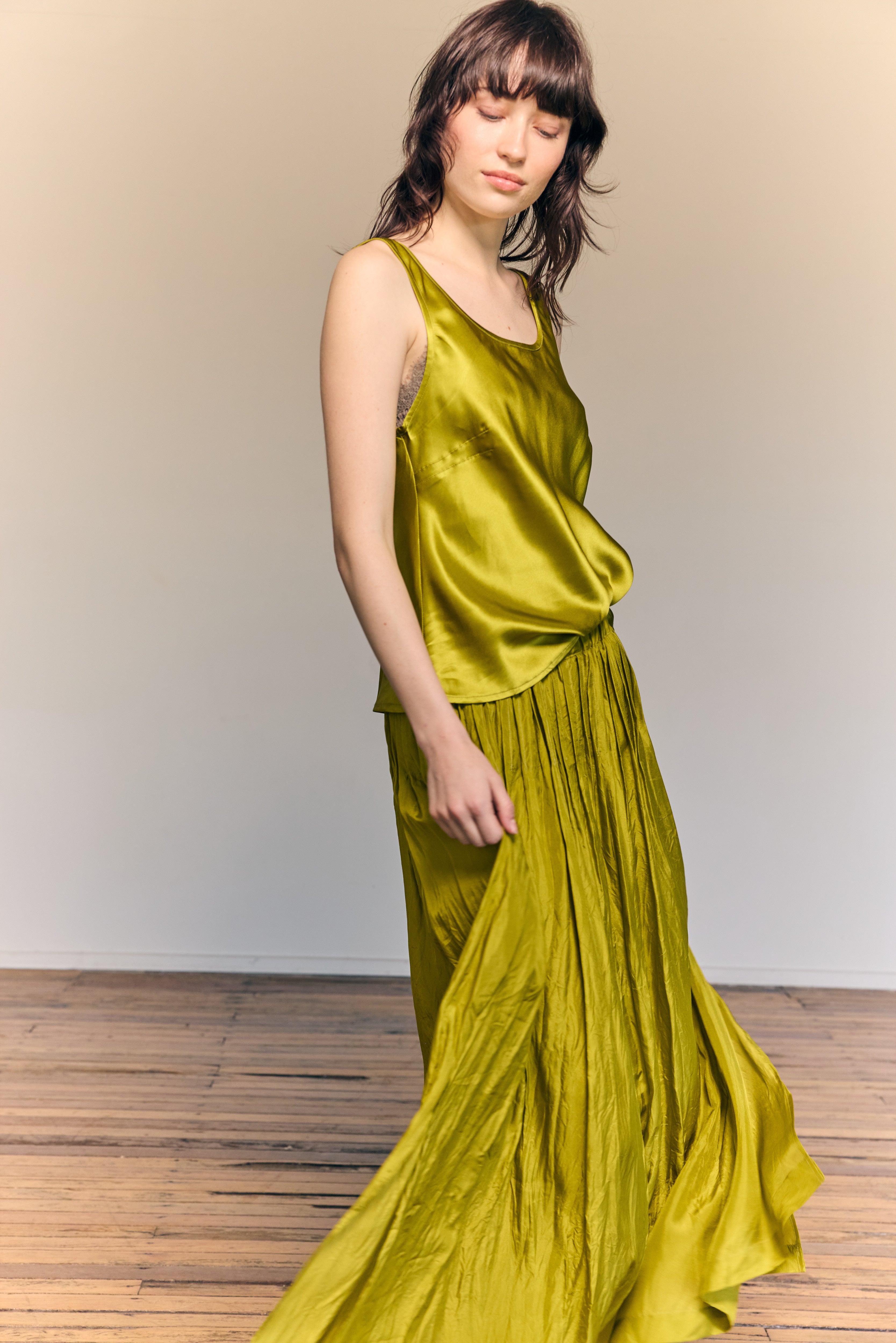 Coco Bias Top Silk Chartreuse