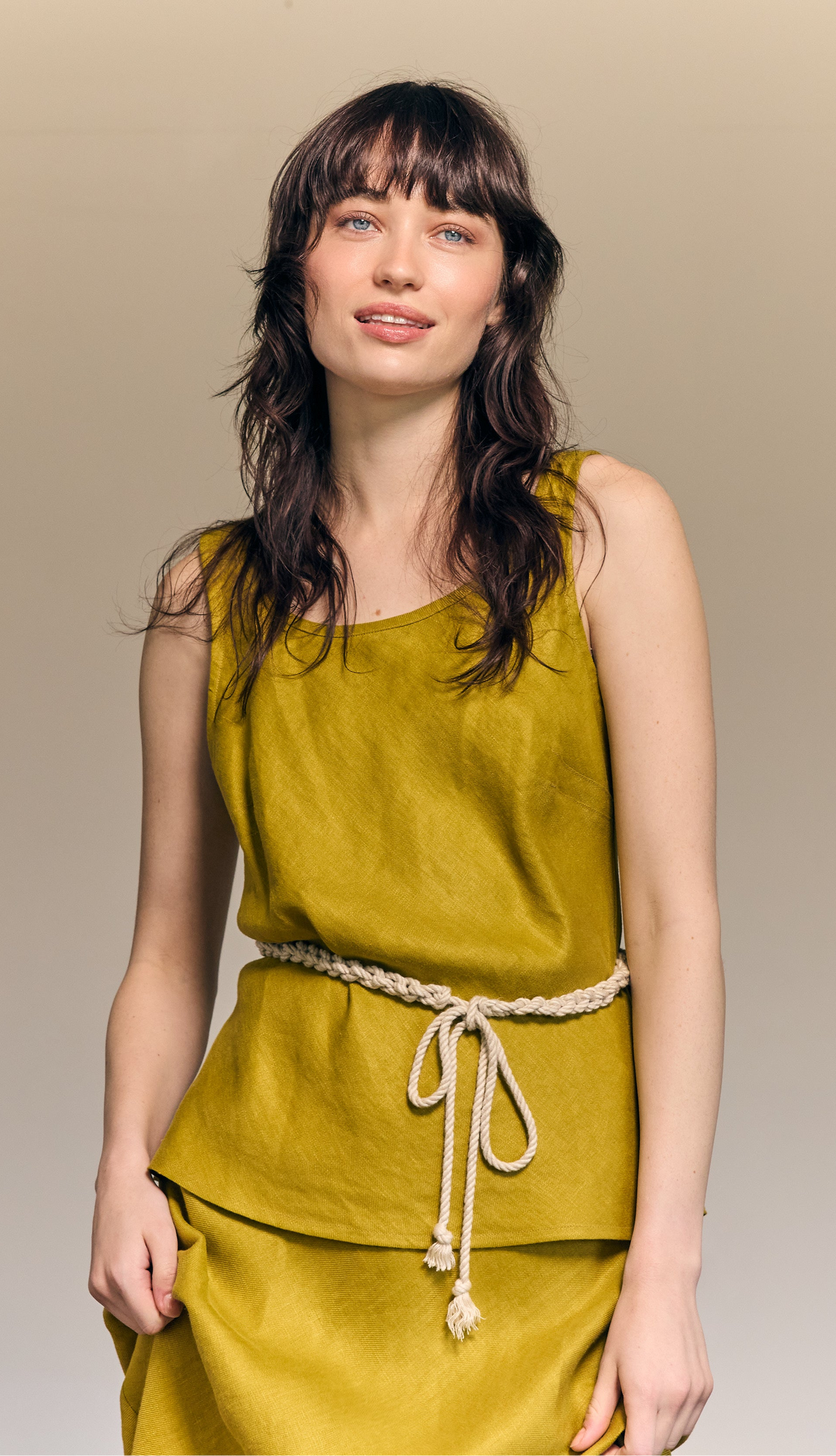 Coco Bias Top Linen Twill Chartreuse