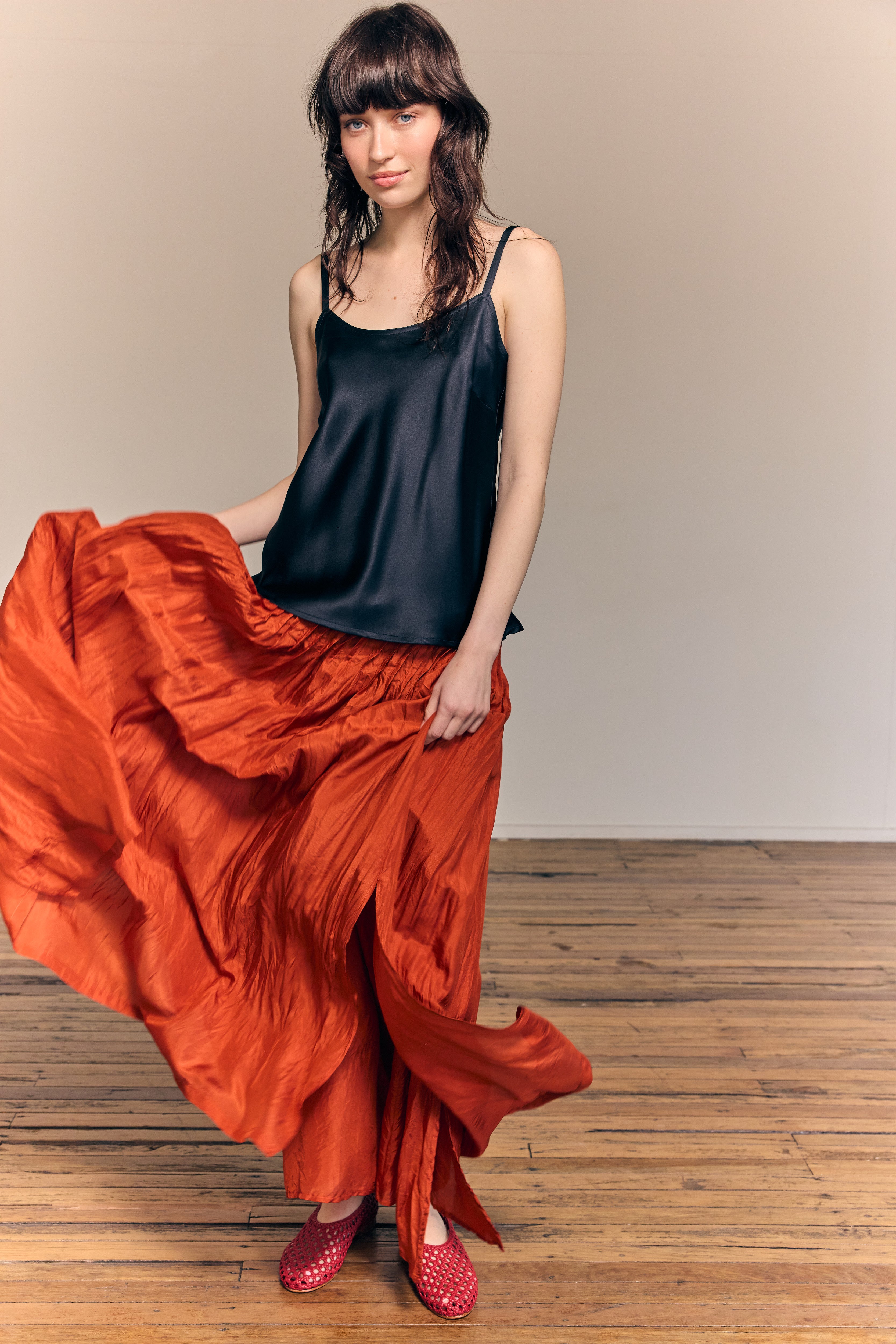 Giselle Maxi Skirt Silk Habotai Terracotta