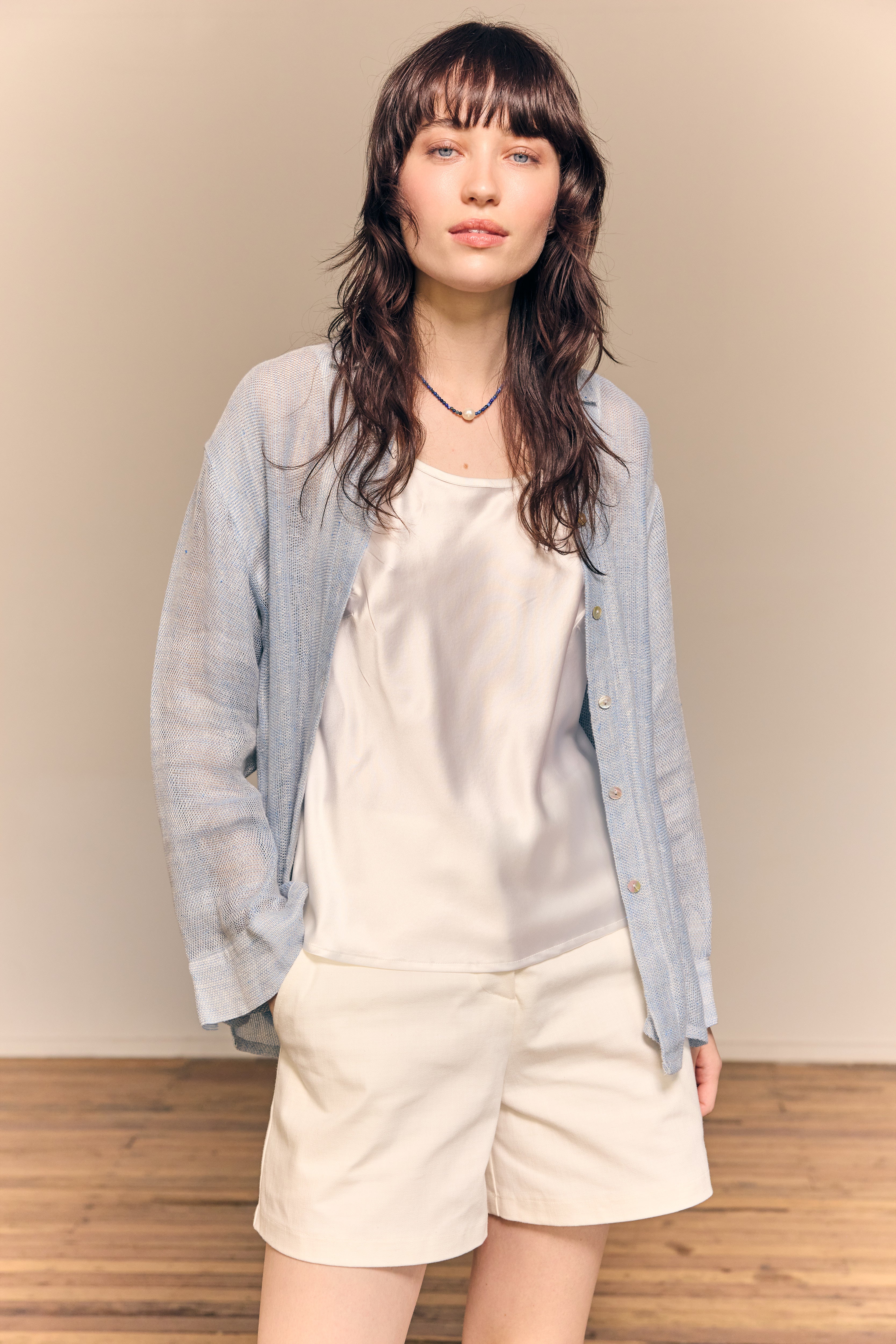 Camille Shirt Linen Sky