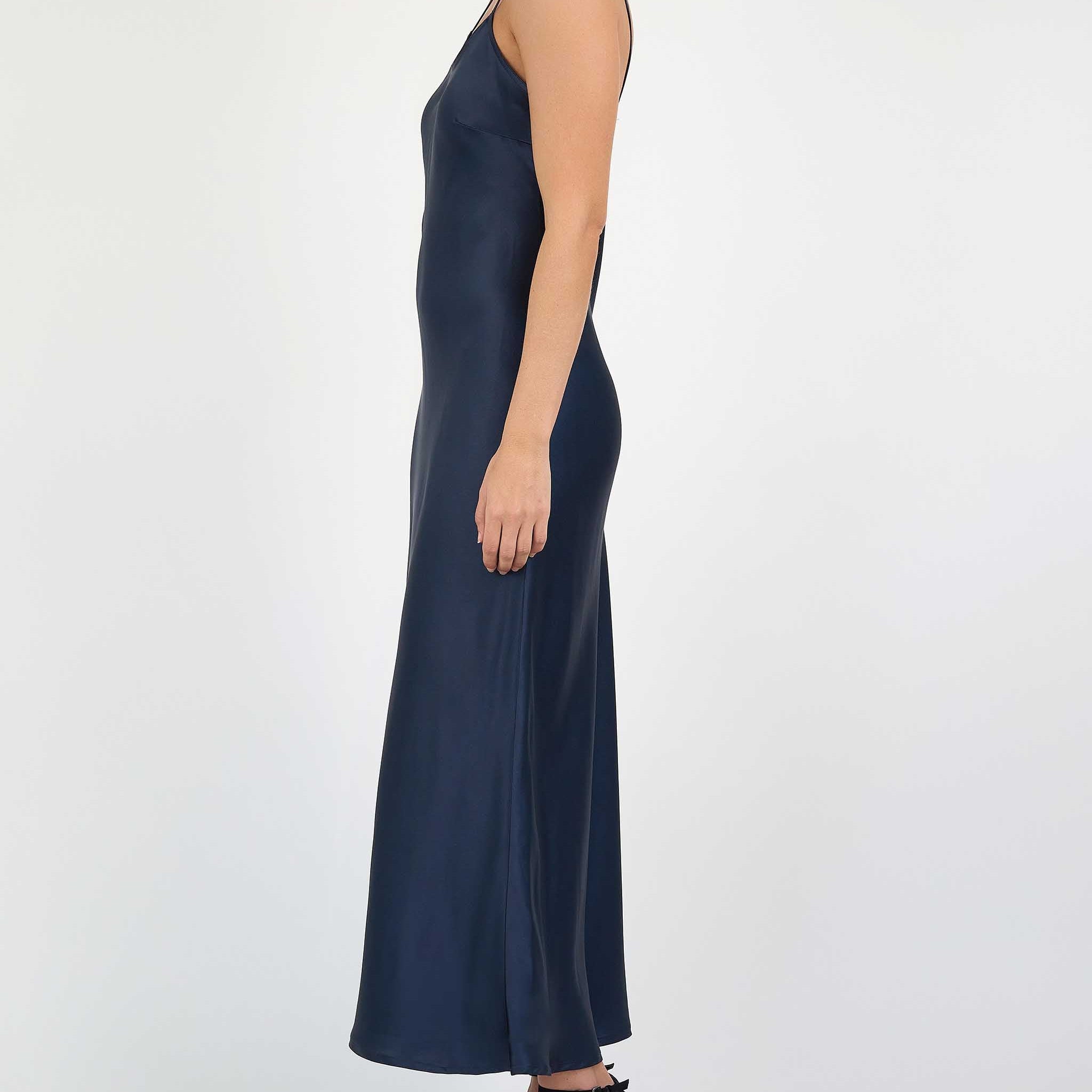 Sophia Bias Dress Silk Satin Midnight