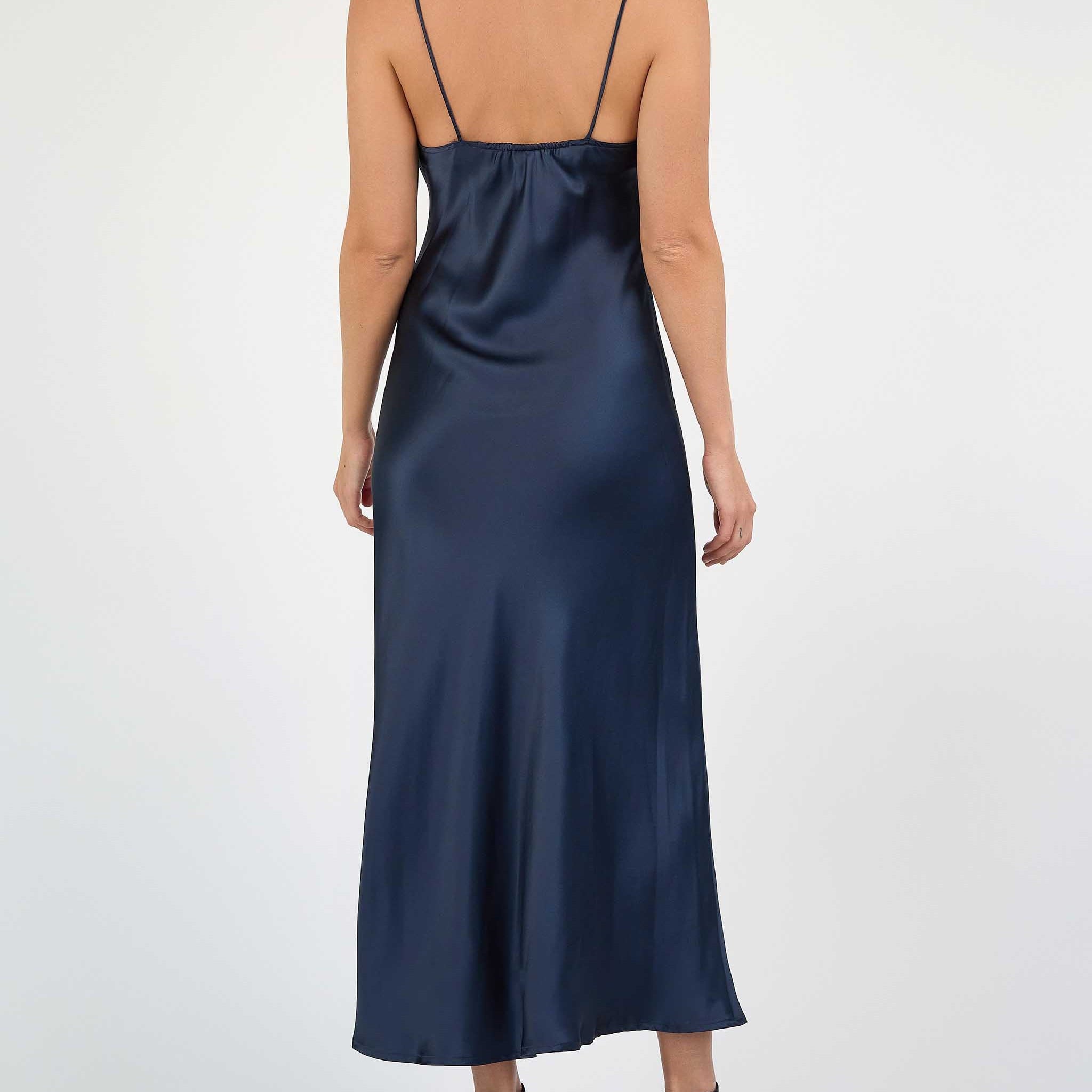 Sophia Bias Dress Silk Satin Midnight