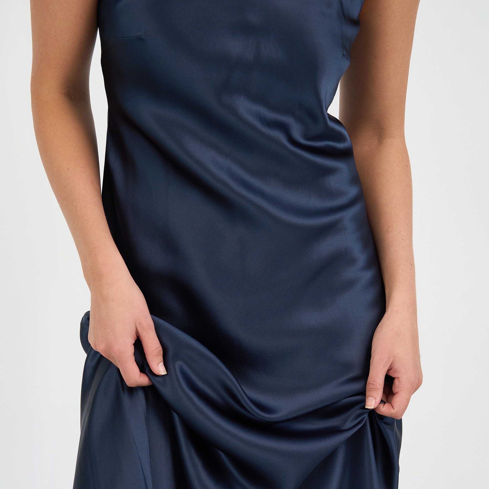 Sophia Bias Dress Silk Satin Midnight