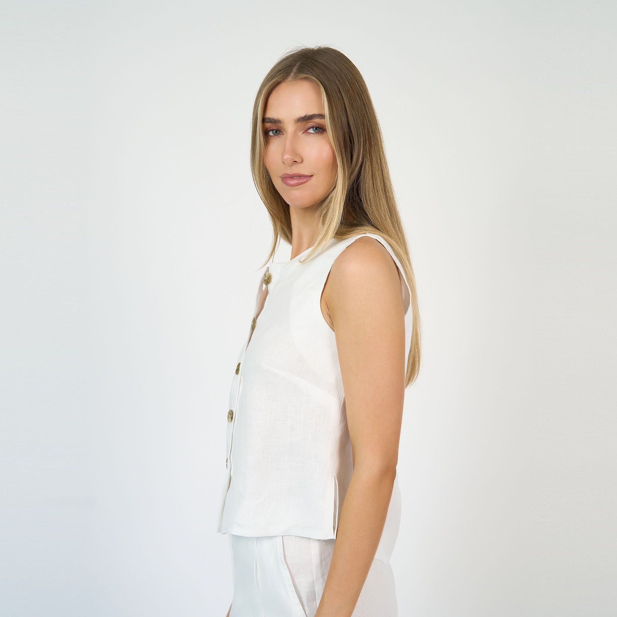 Florence Vest Linen White