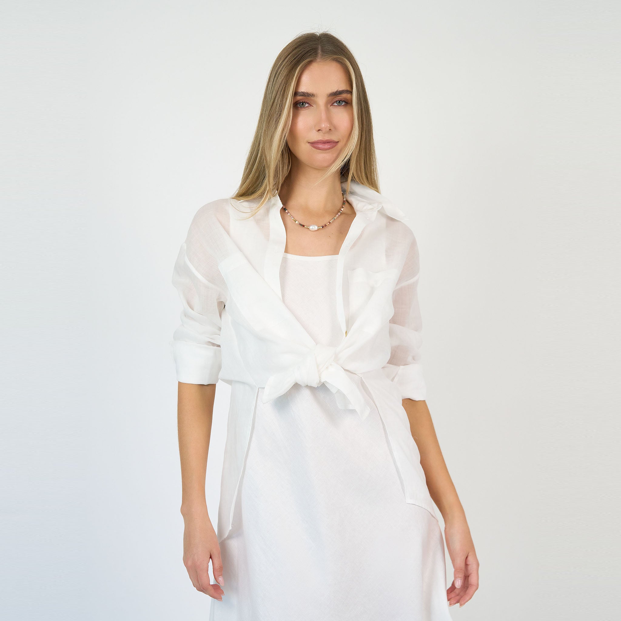 Camille Sheer Linen White