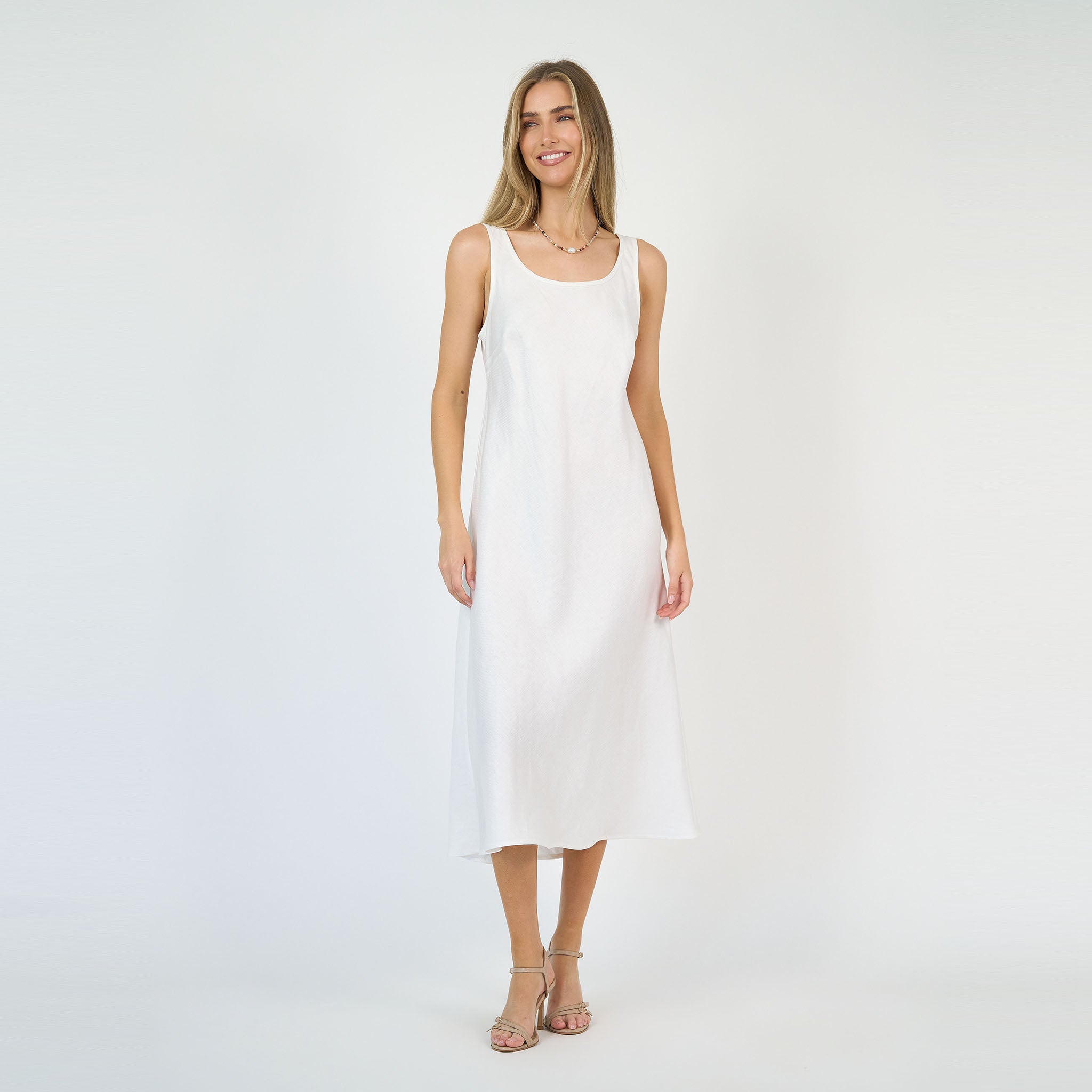 Coco Bias Dress White Linen