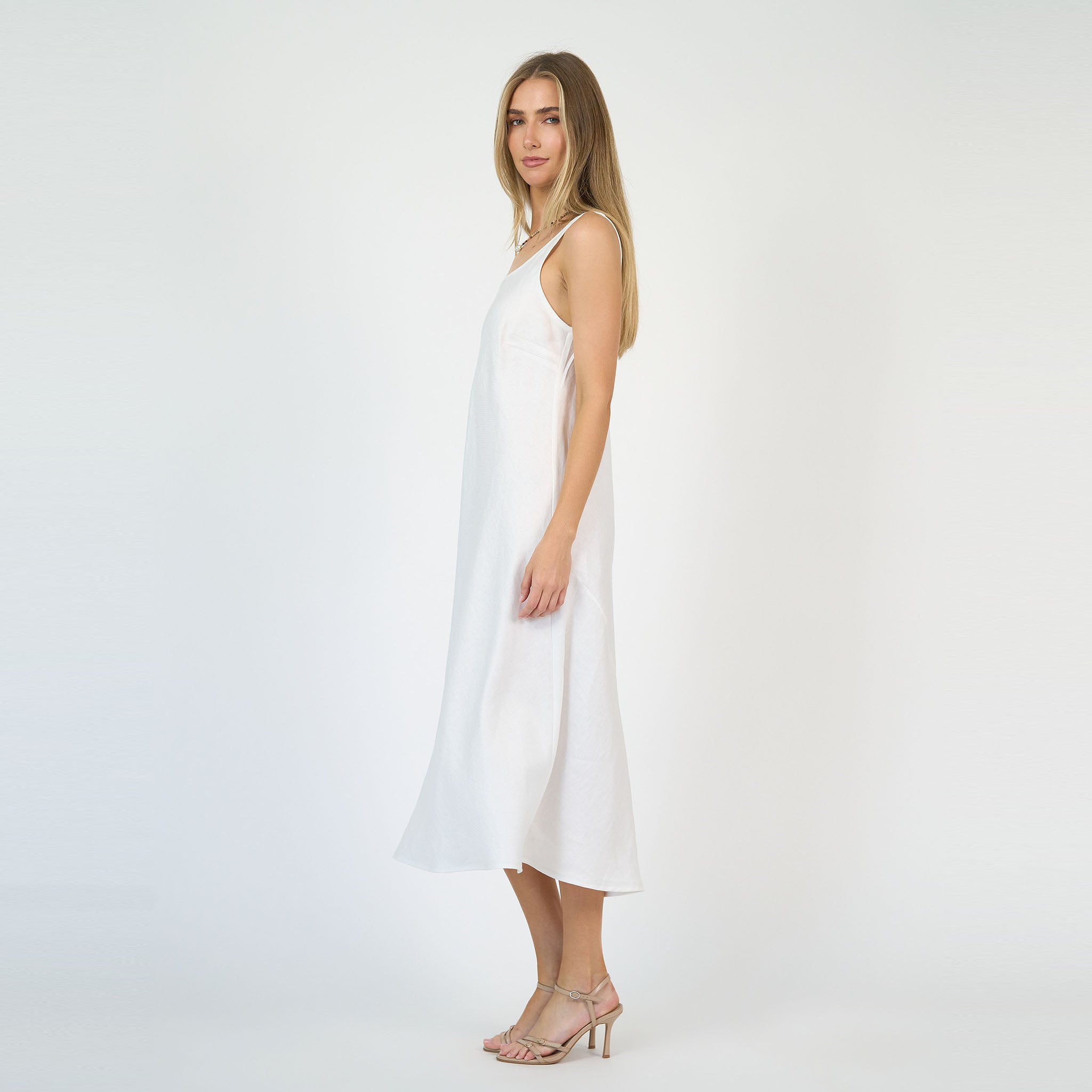 Coco Bias Dress White Linen