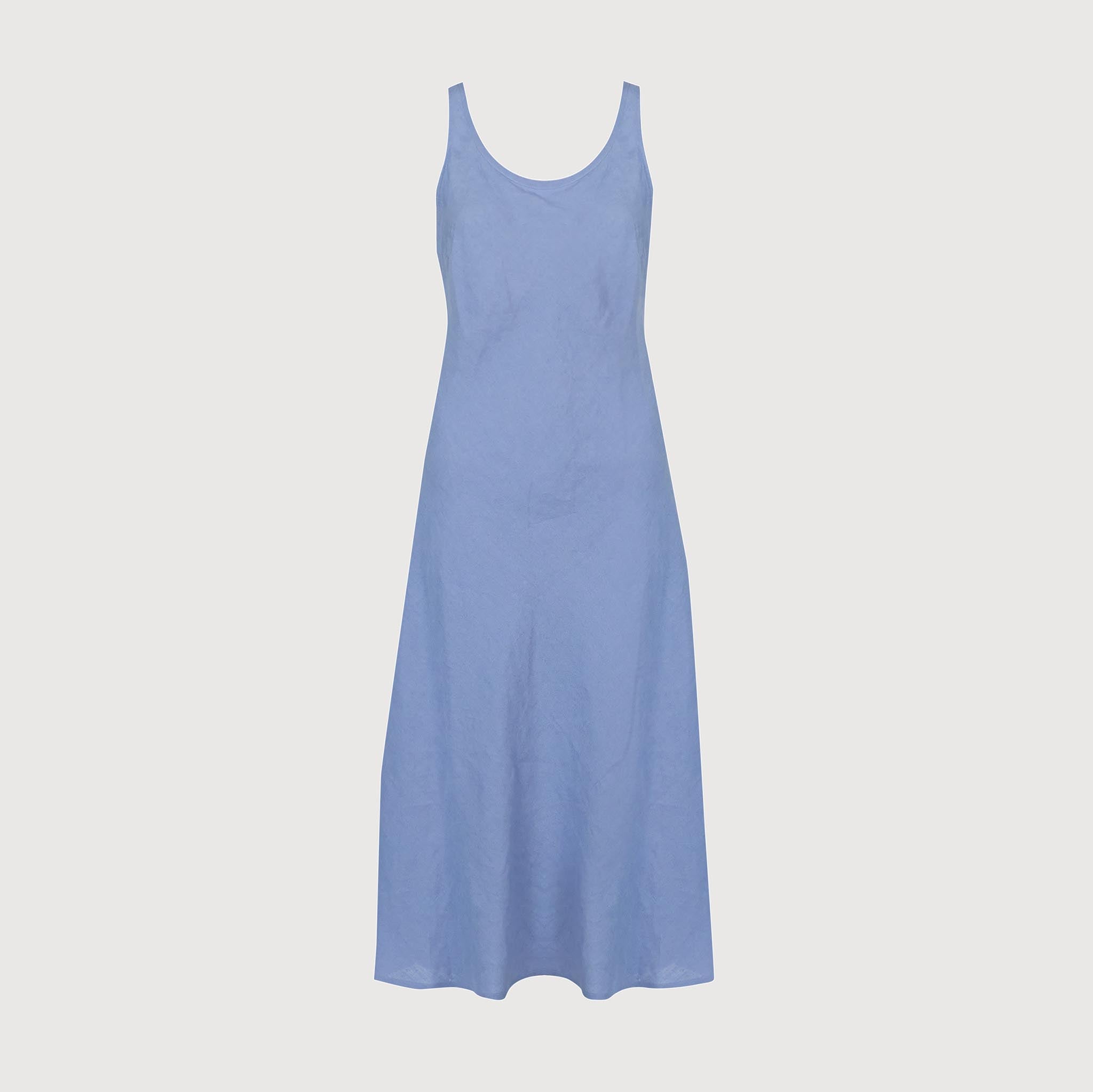Coco Bias Midi Dress Sky Linen