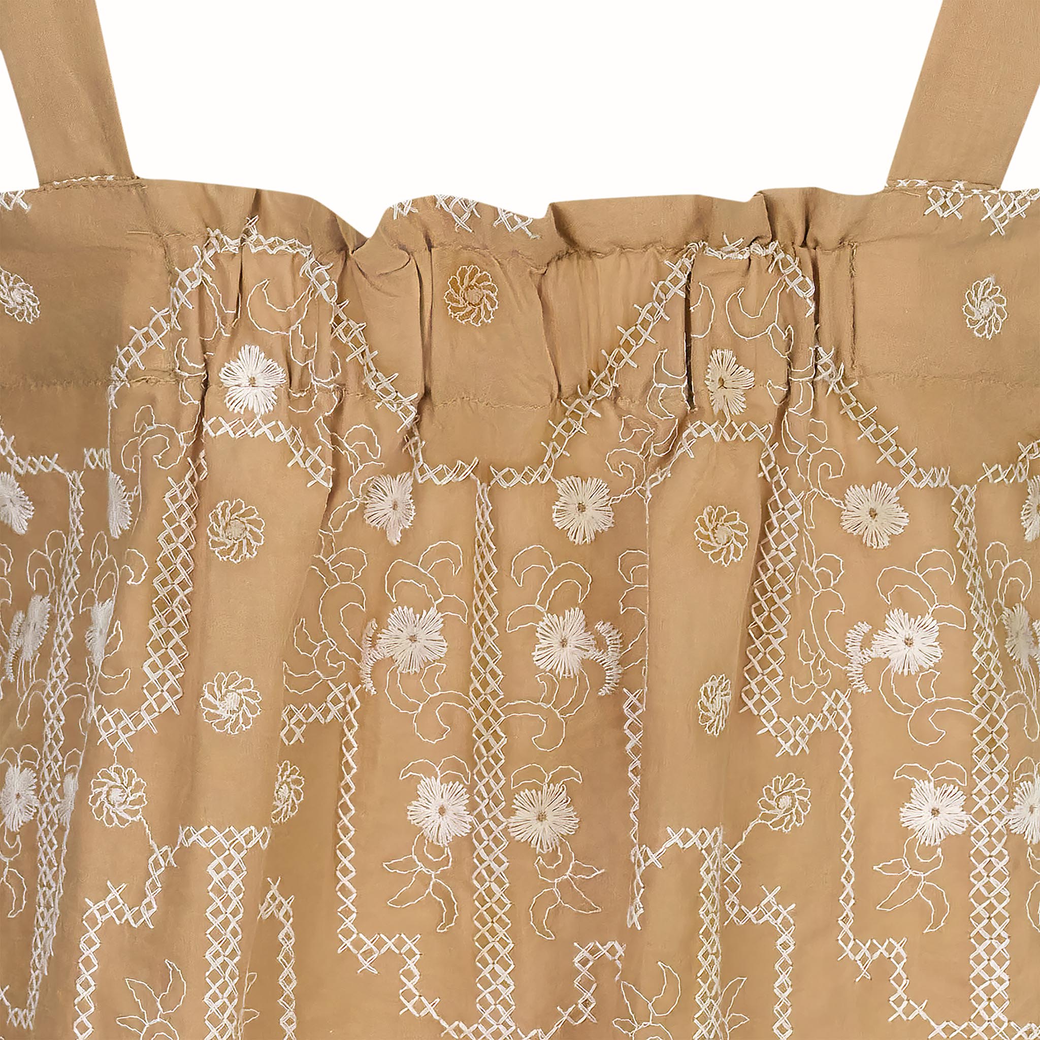 Elsa Cami Top Embroidered Cotton Tan