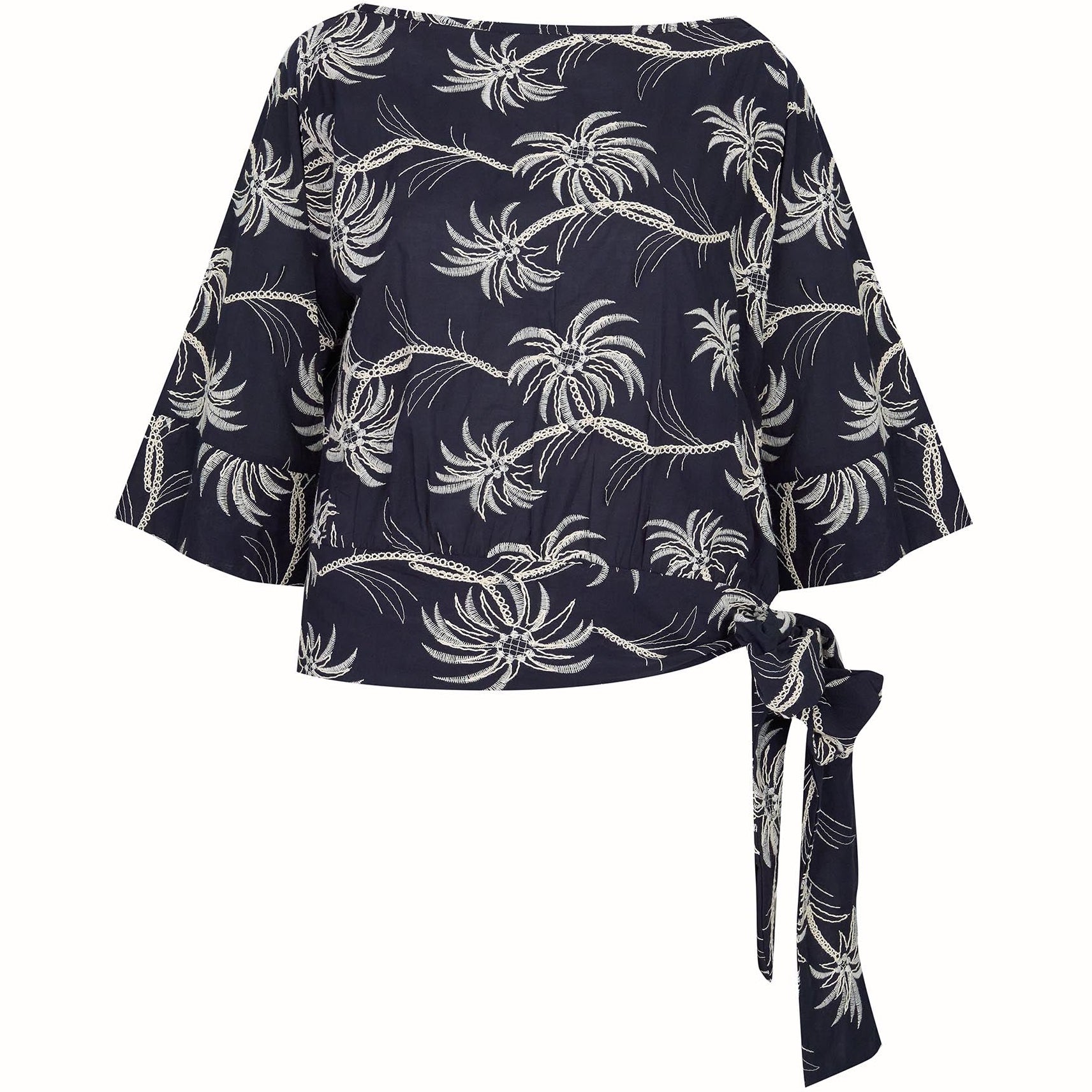 Simona Blouse Embroidered Cotton Navy