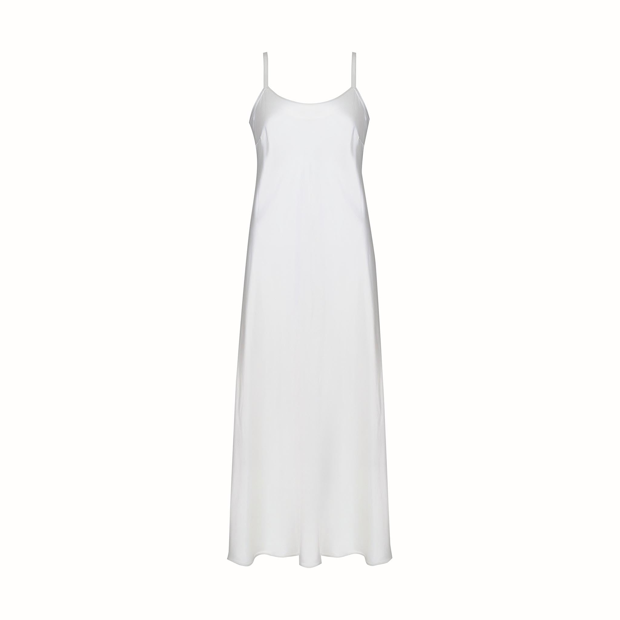 Sophia Bias Dress Silk Satin White