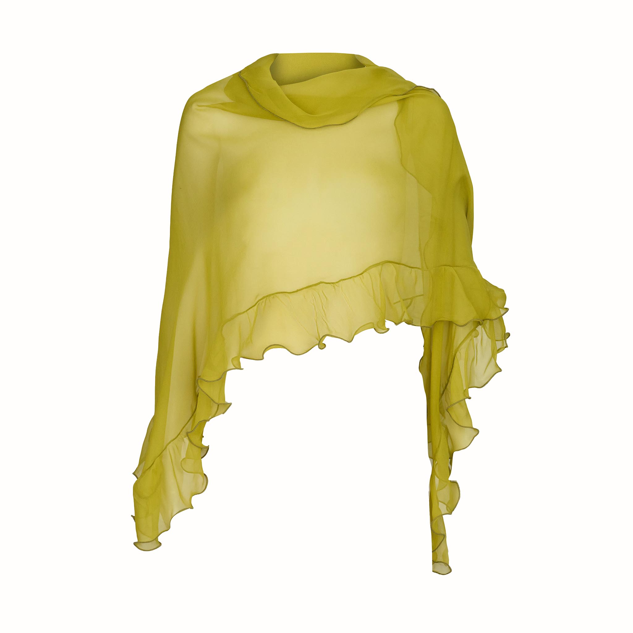 Signature Ruffle Scarf Silk Chiffon Chartreuse