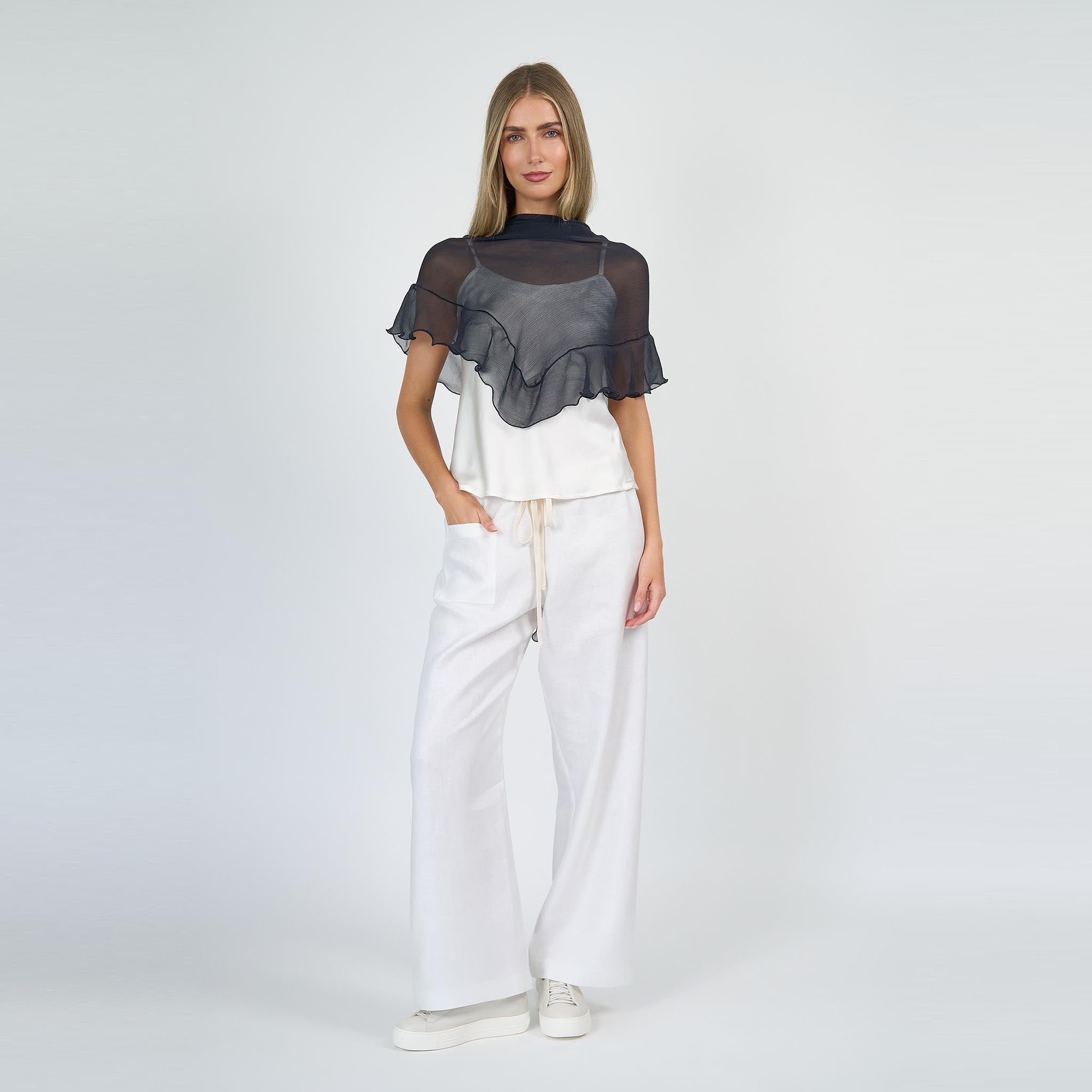 Signature Ruffle Scarf Silk Chiffon