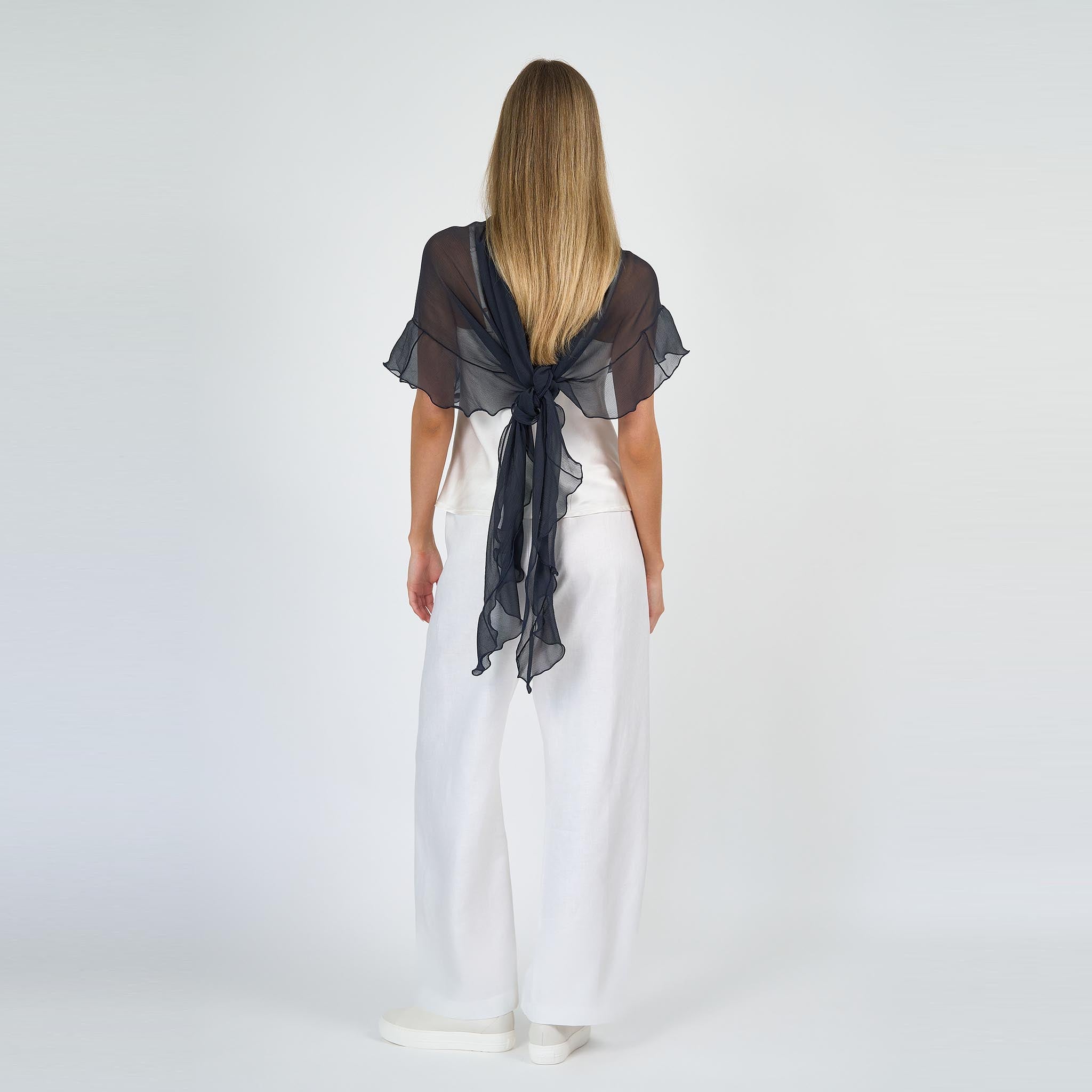 Signature Ruffle Scarf Silk Chiffon