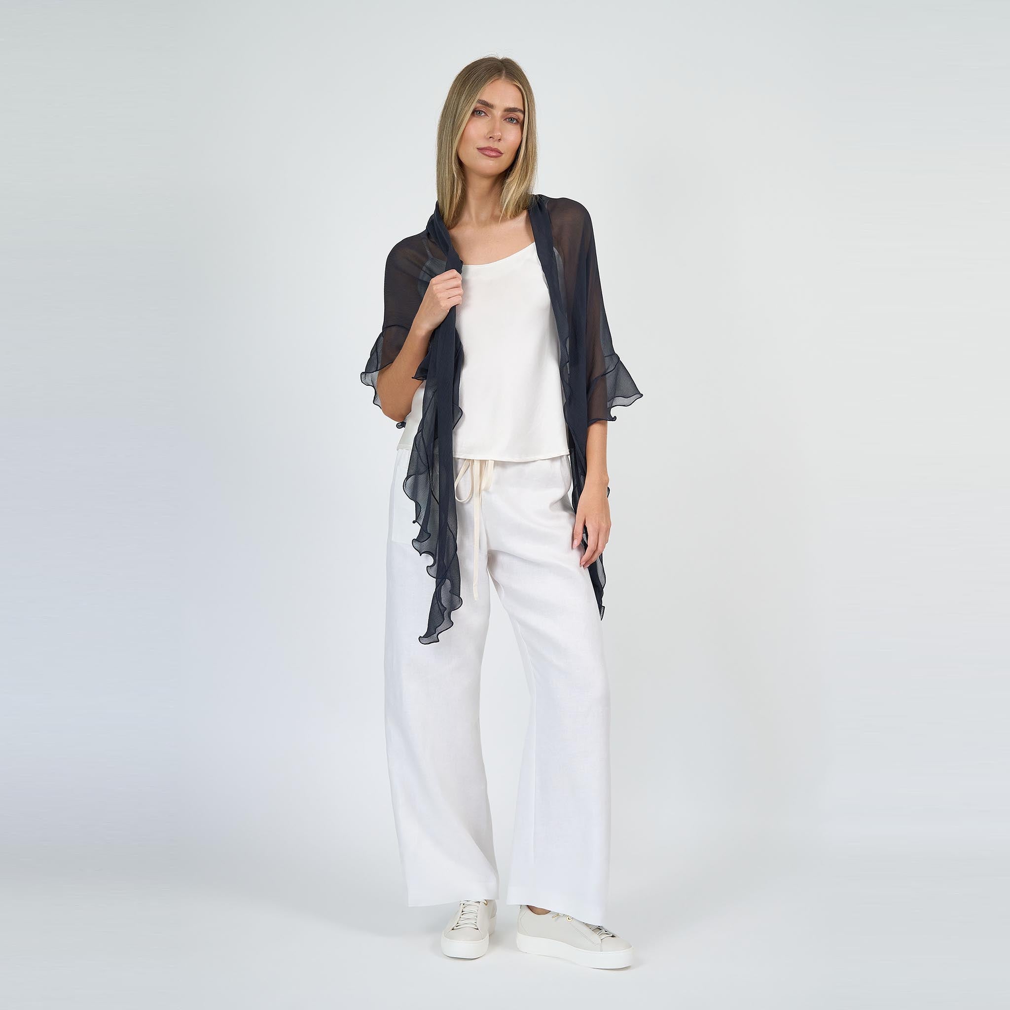 Signature Ruffle Scarf Silk Chiffon