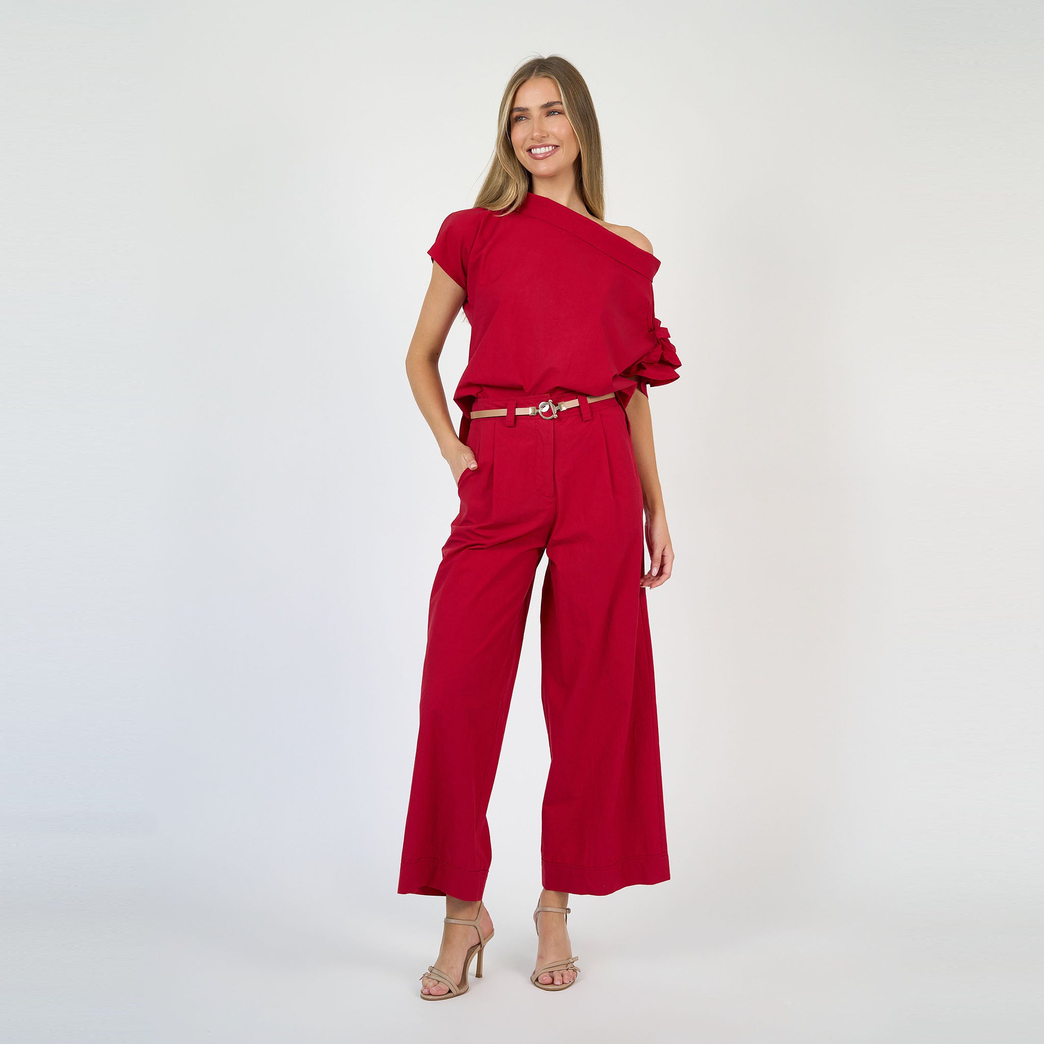 Cleo Blouse Japanese Brushed Cotton Red