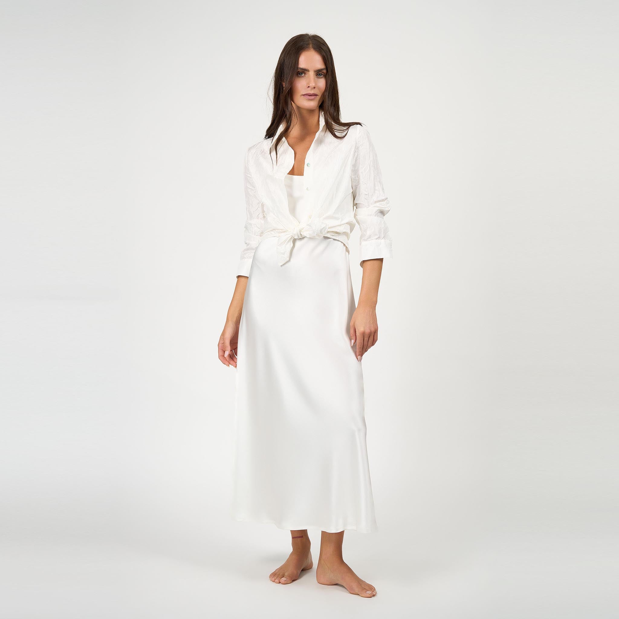 Adele Shirt white Silk Taffeta