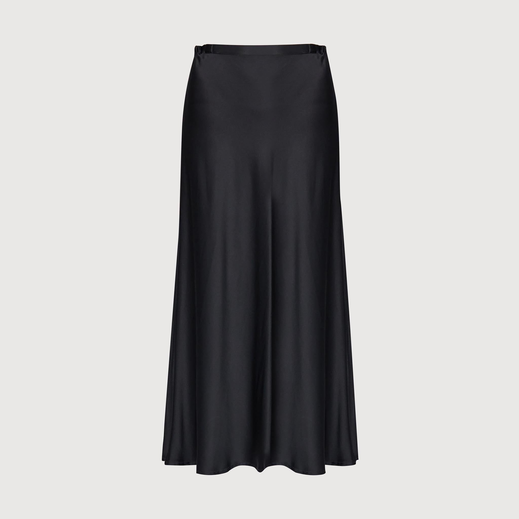 Coco Bias Skirt Silk Satin Black