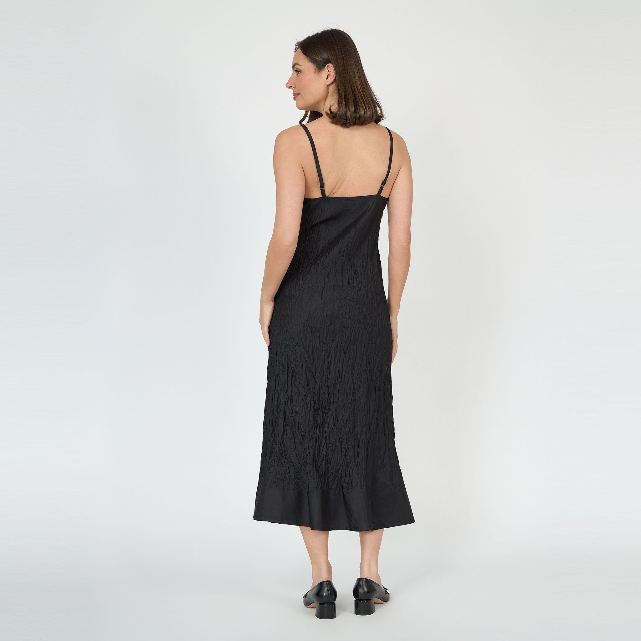 Sophia Midi Dress Black Silk Taffeta