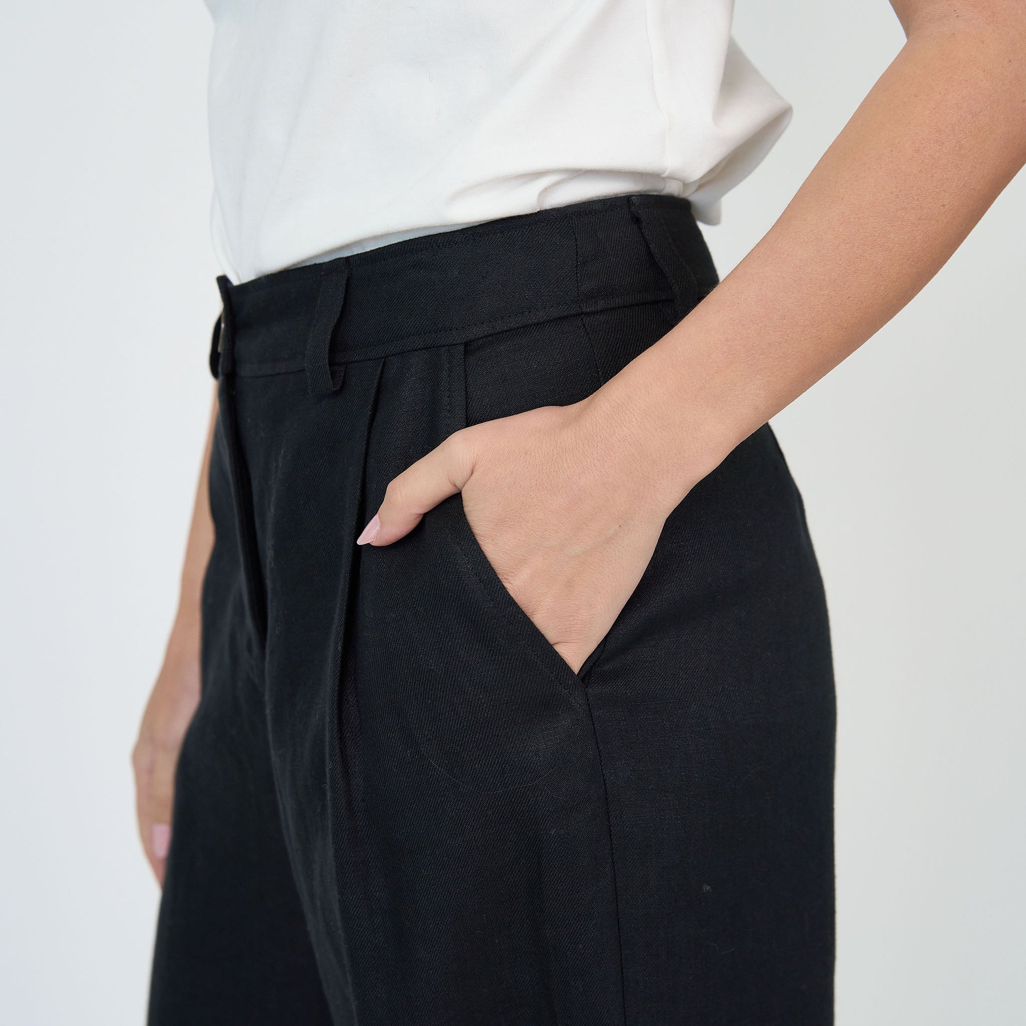 Charlie Pant Black Linen