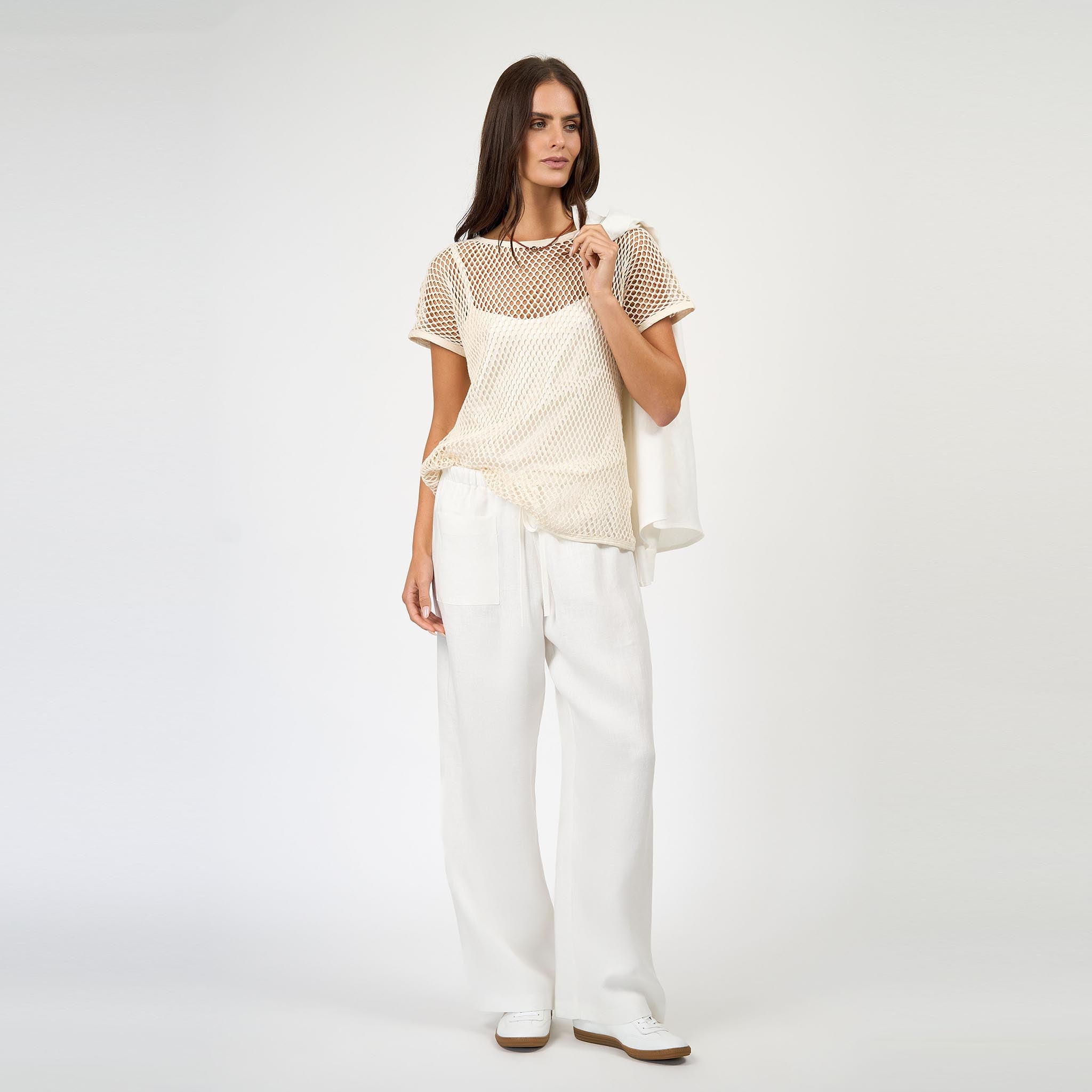 Celine Mesh Top Ecru