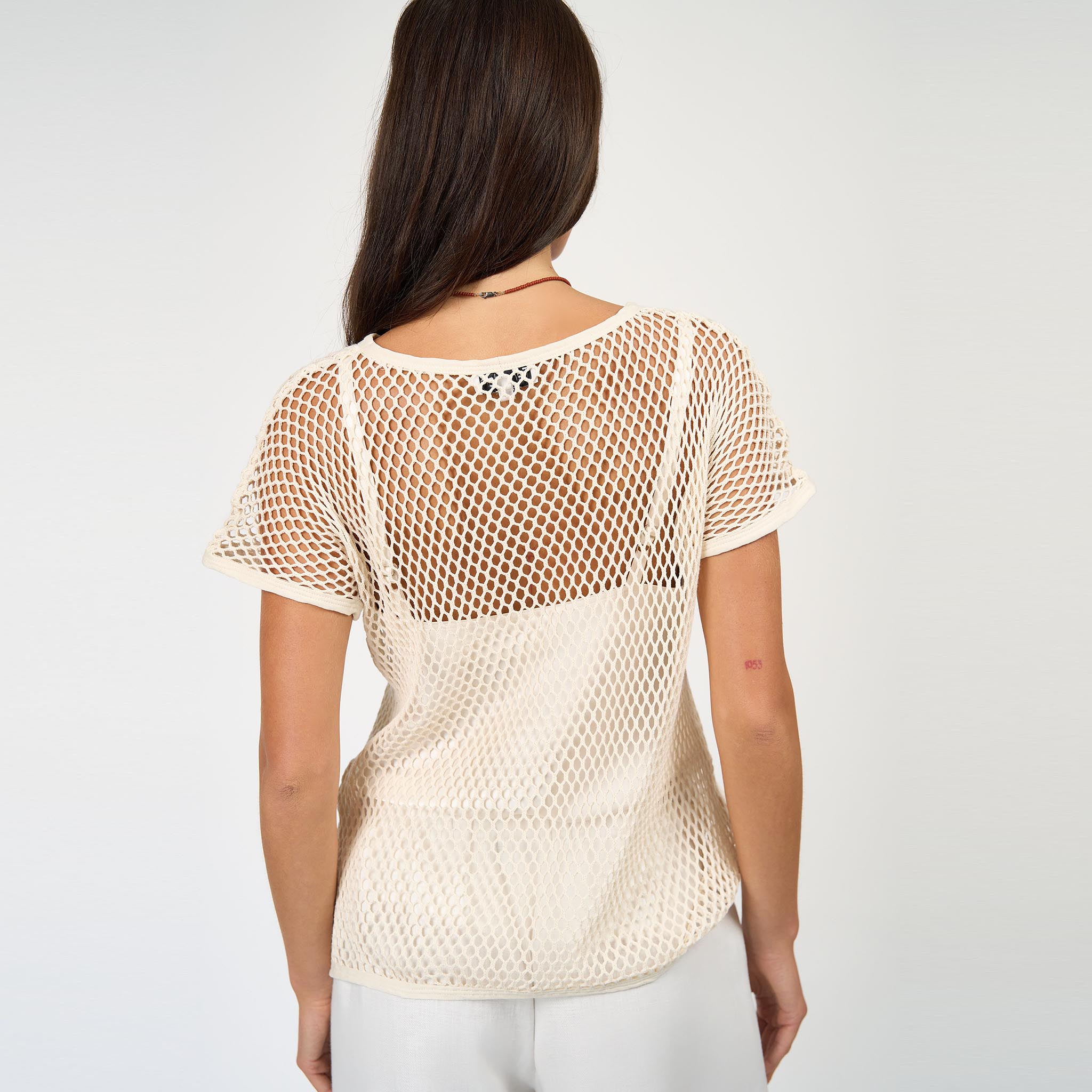 Celine Mesh Top Ecru