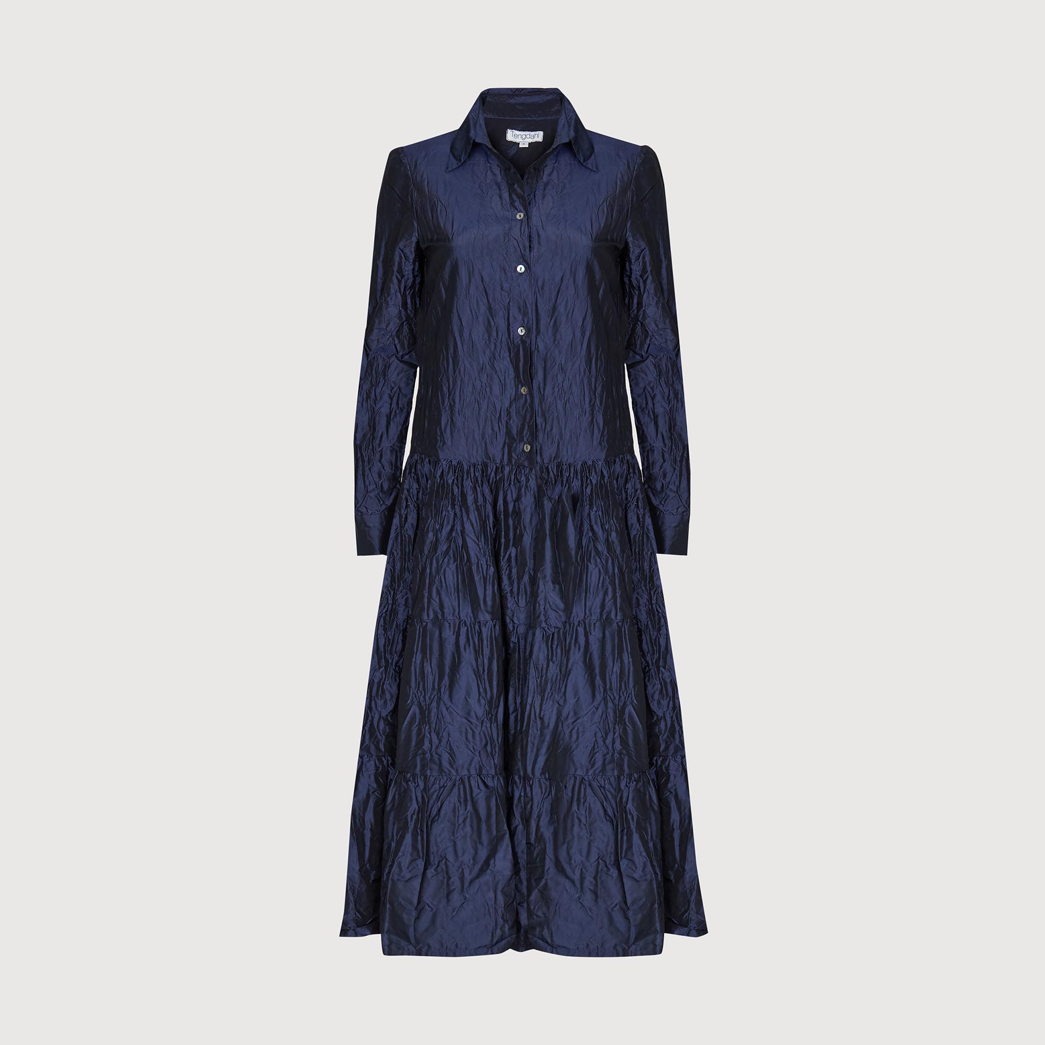 Charlotte Midi Dress Silk Taffeta Navy