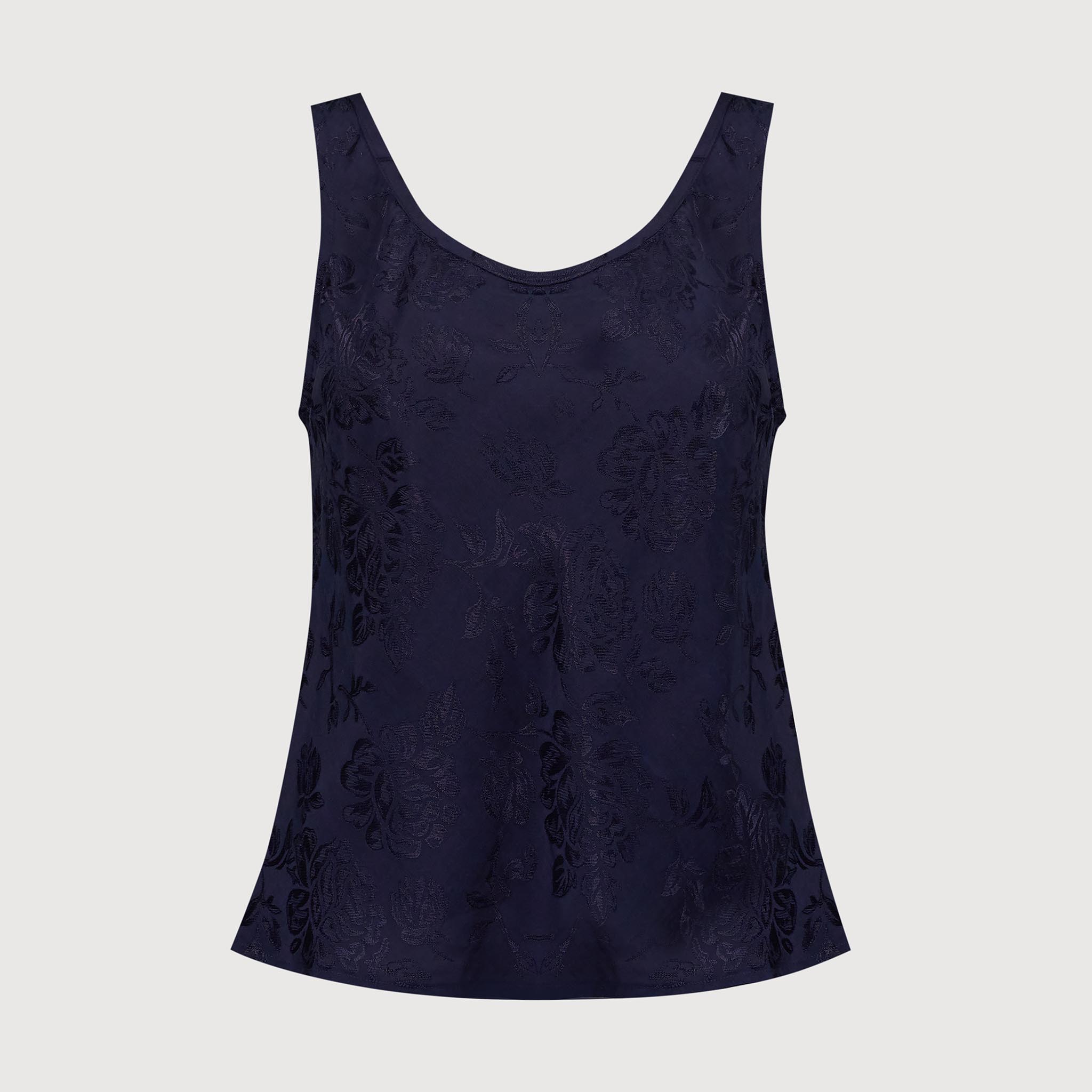 Coco Bias Top Navy Damask