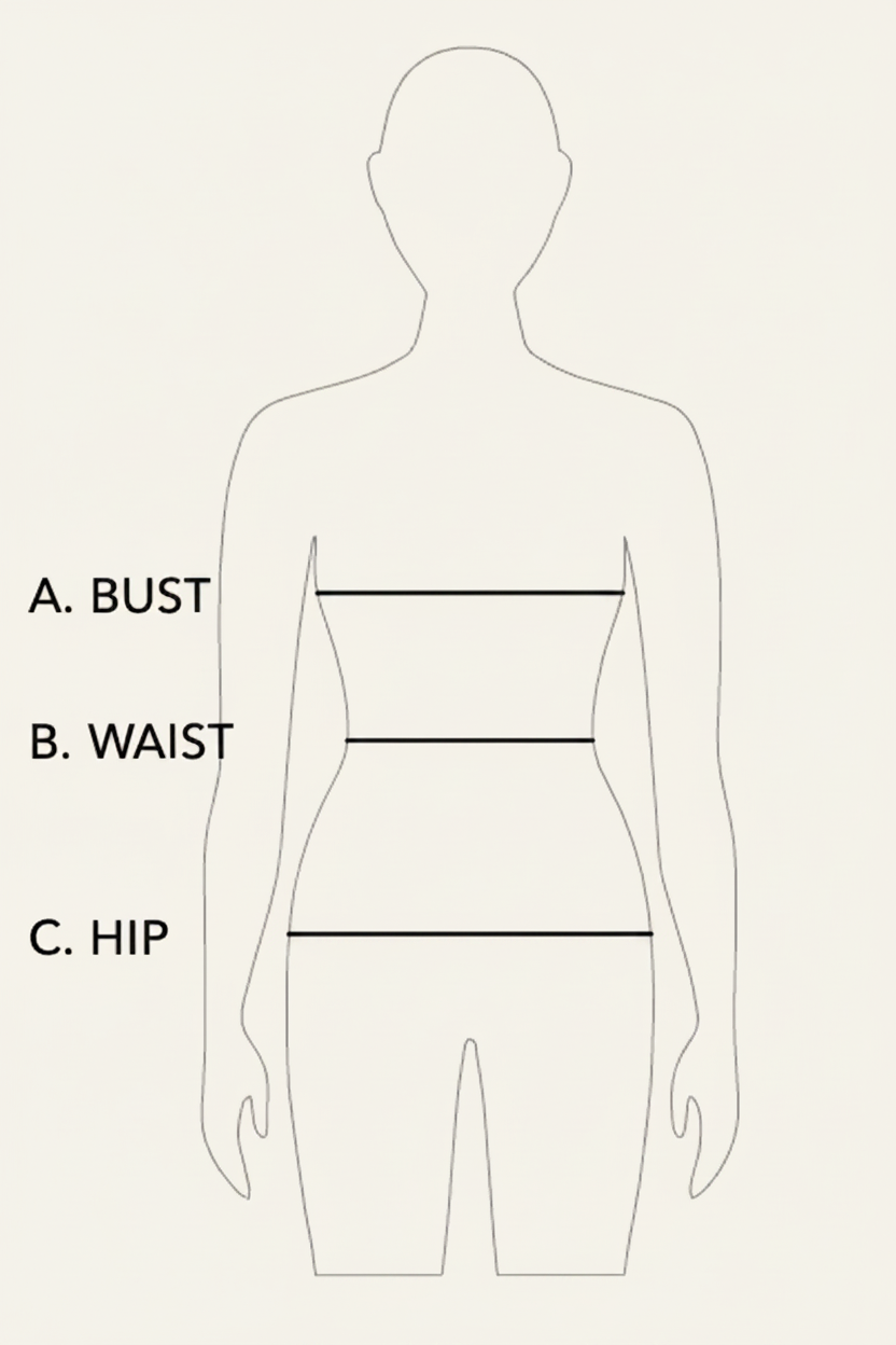 Size Guide Diagram - #f3f2f0 Background