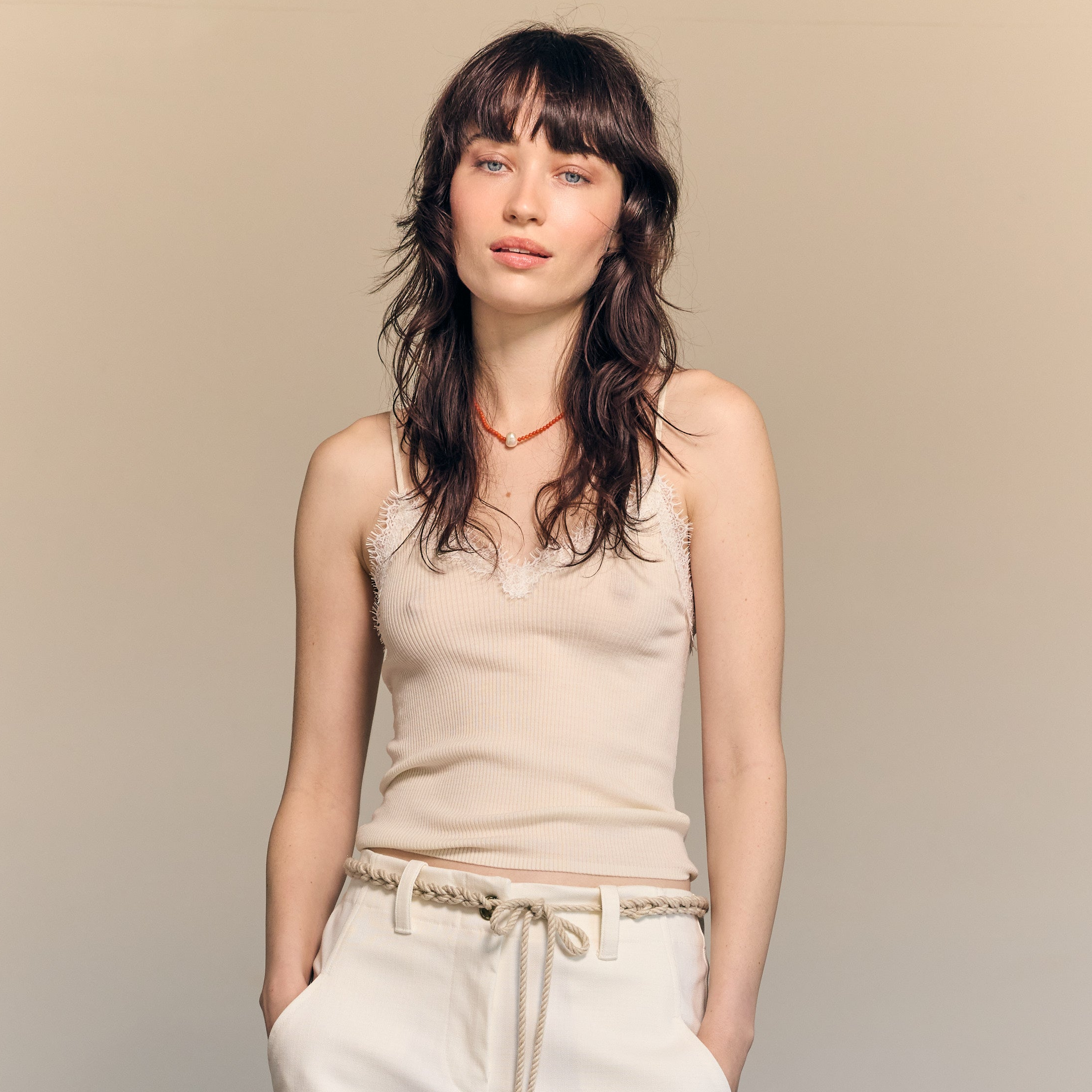 Amy Hand Knotted Belt Ecru