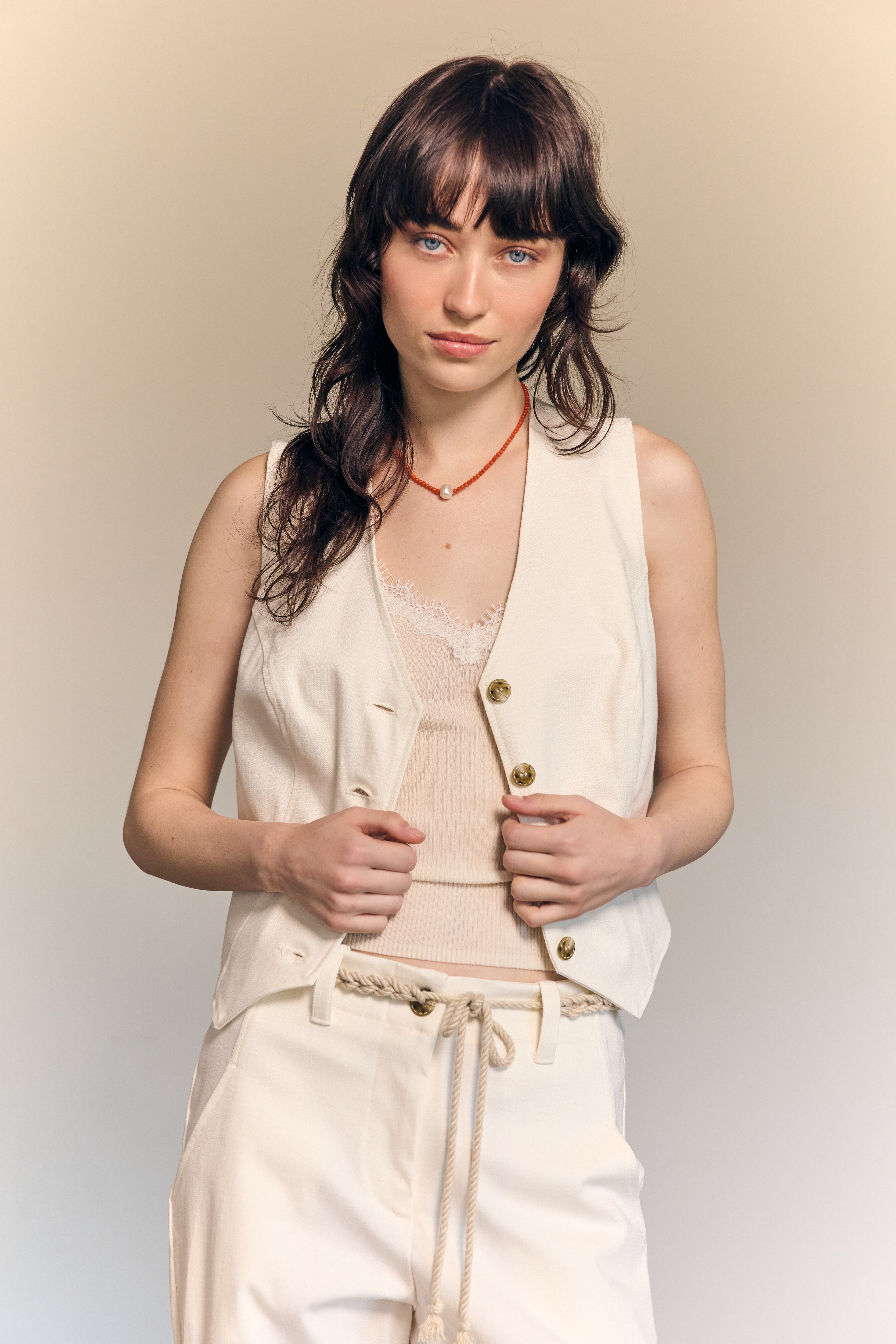 Amy Hand Knotted Belt Ecru