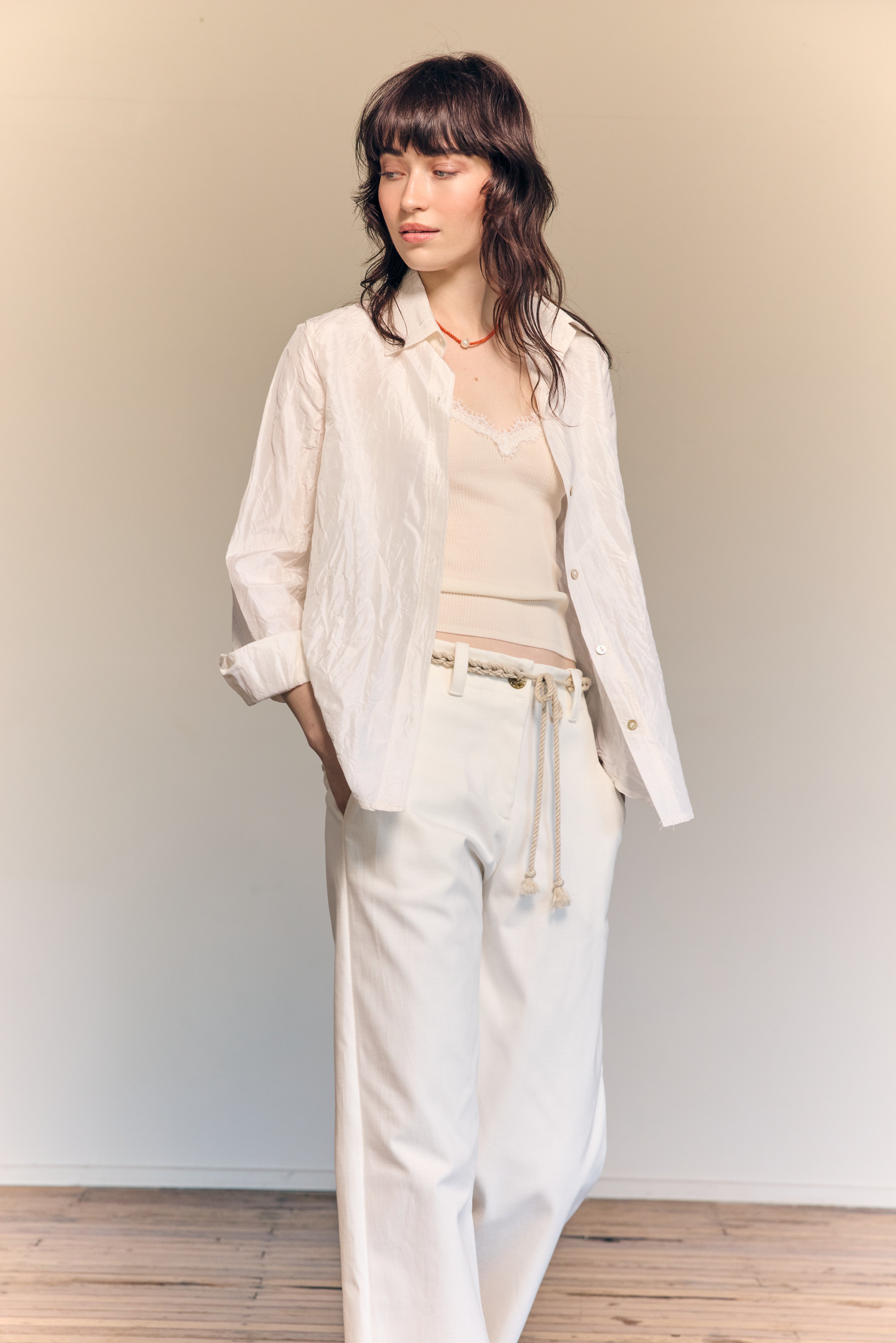 Adele Shirt Silk Taffeta White