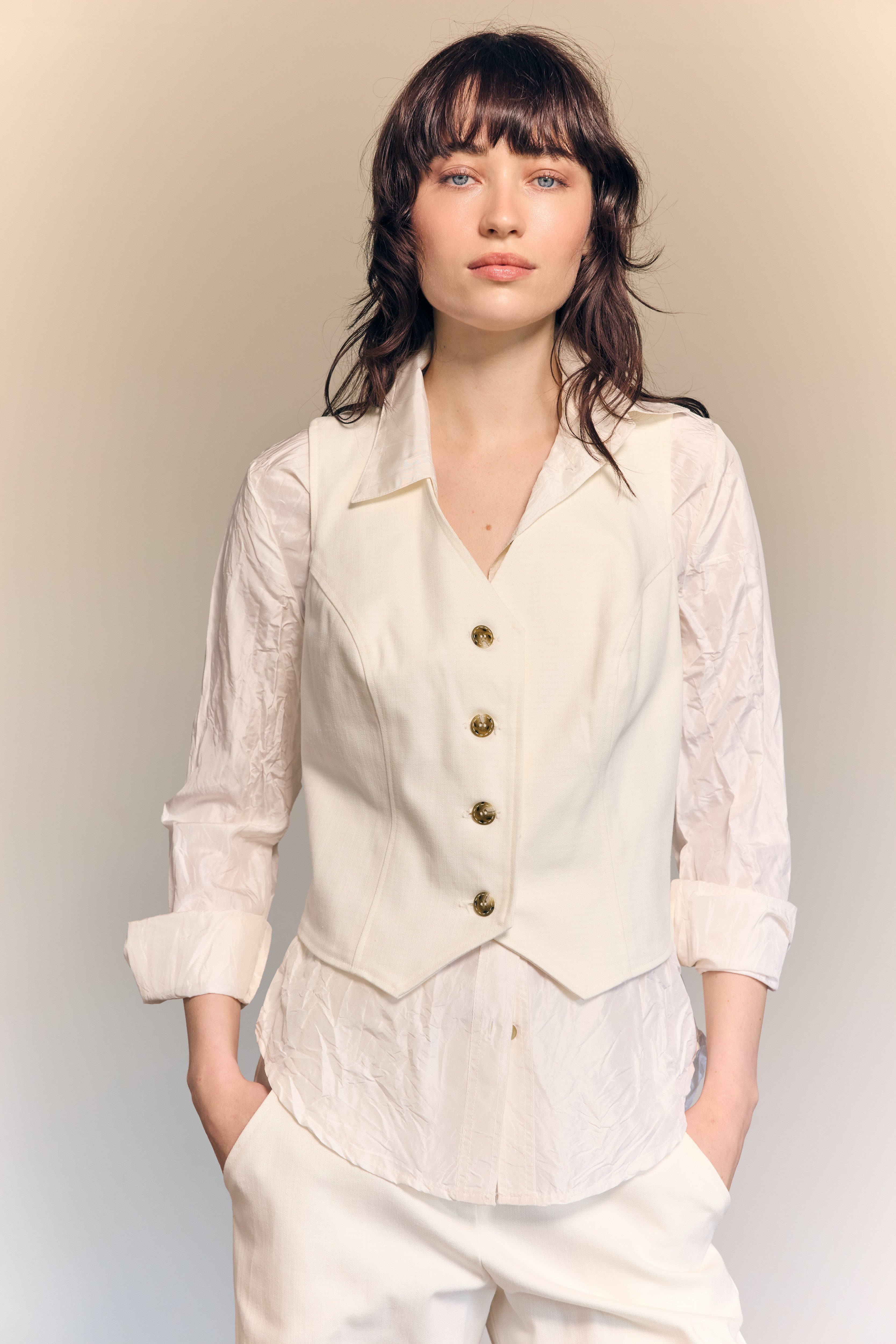 Adele Shirt Silk Taffeta White