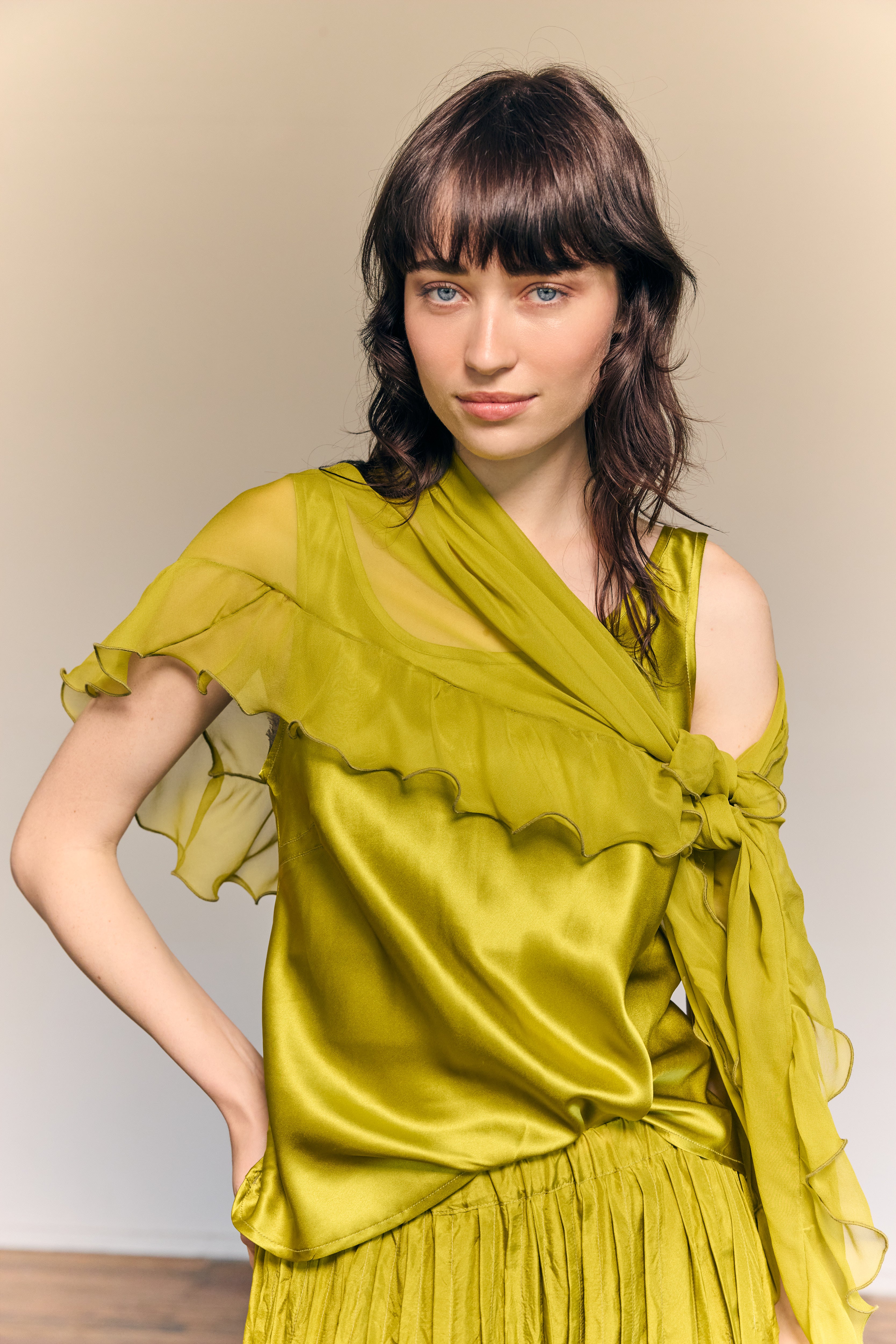 Coco Bias Top Silk Chartreuse