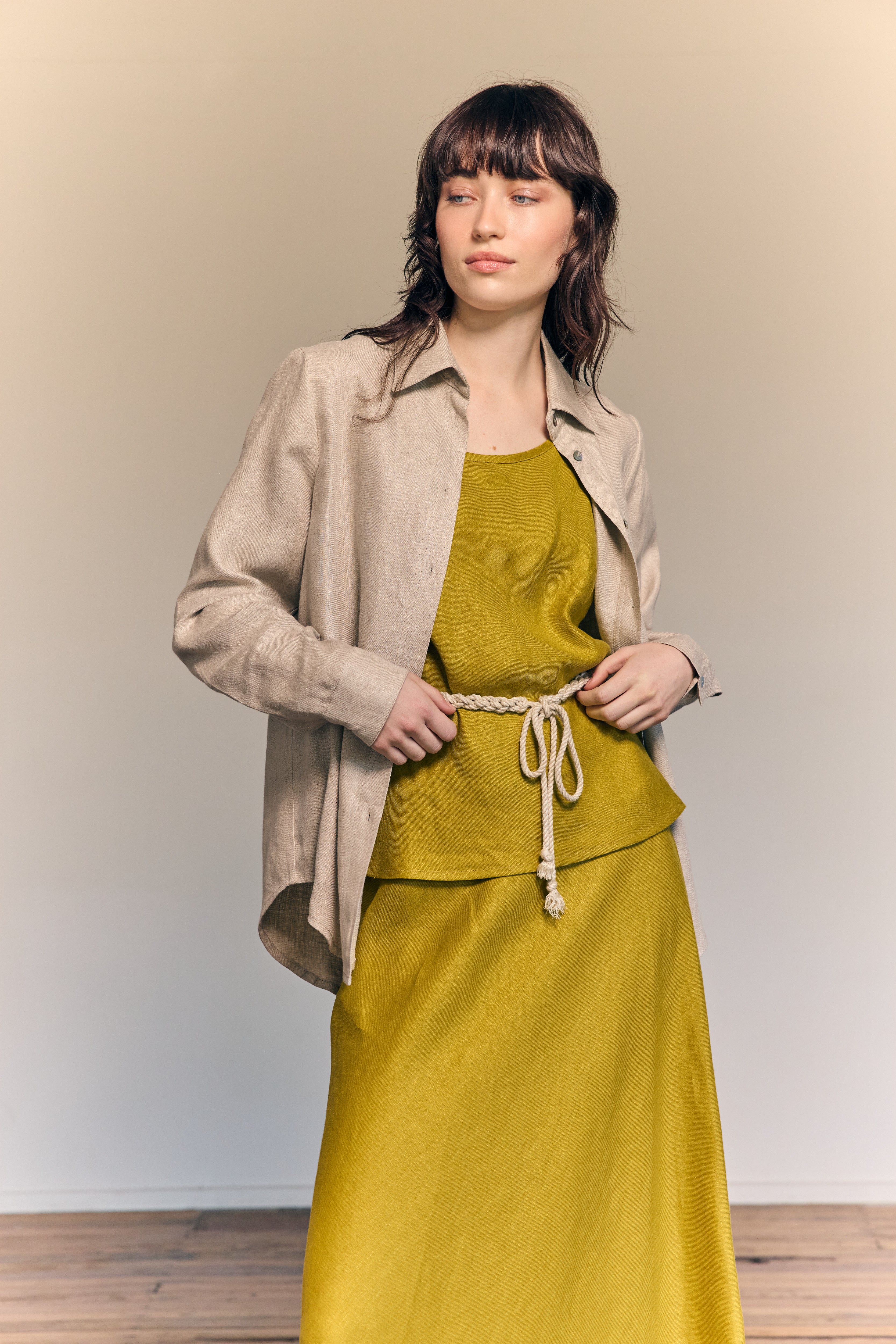 Coco Bias Top Linen Chartreuse