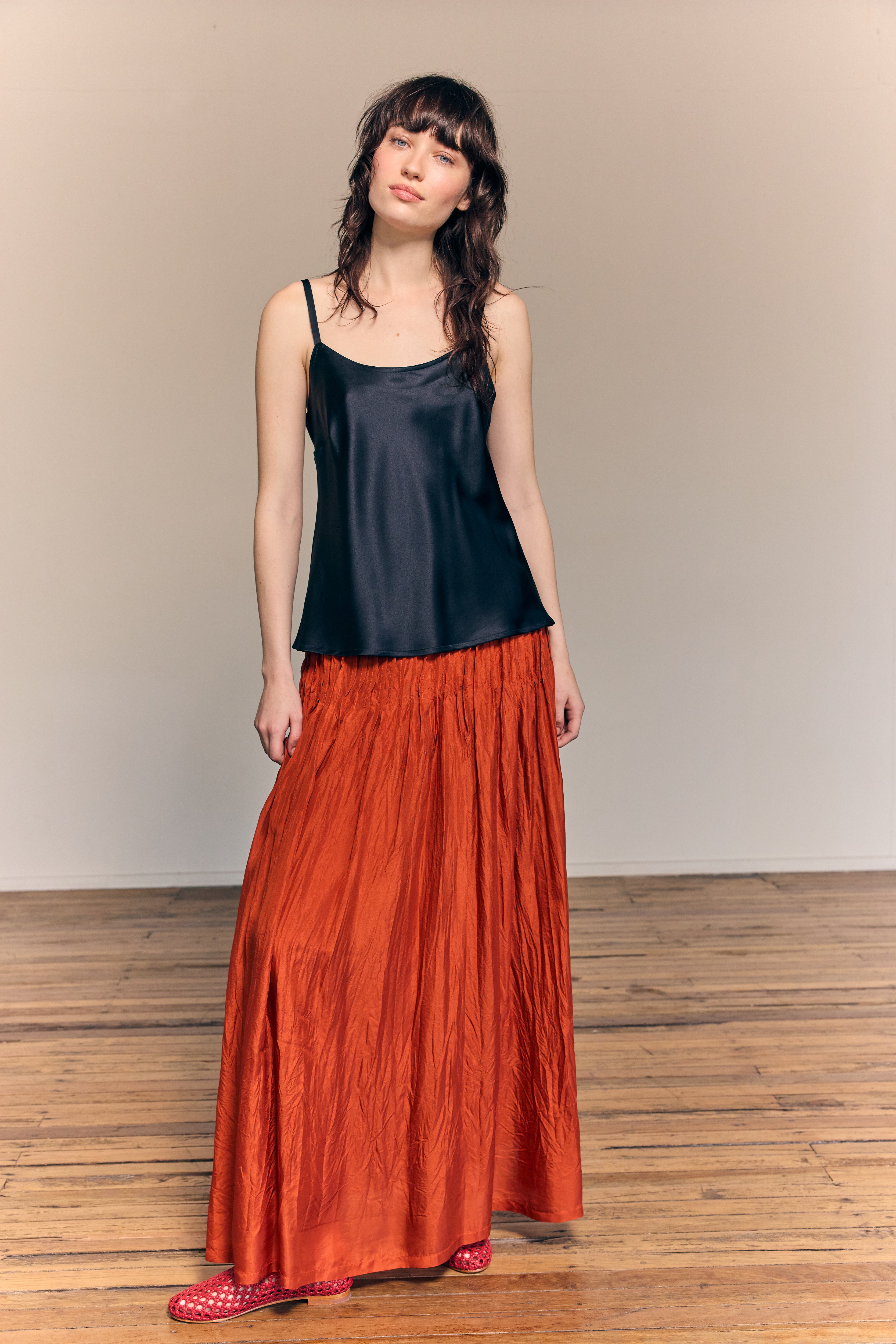 Giselle Maxi Skirt Silk Habotai Terracotta