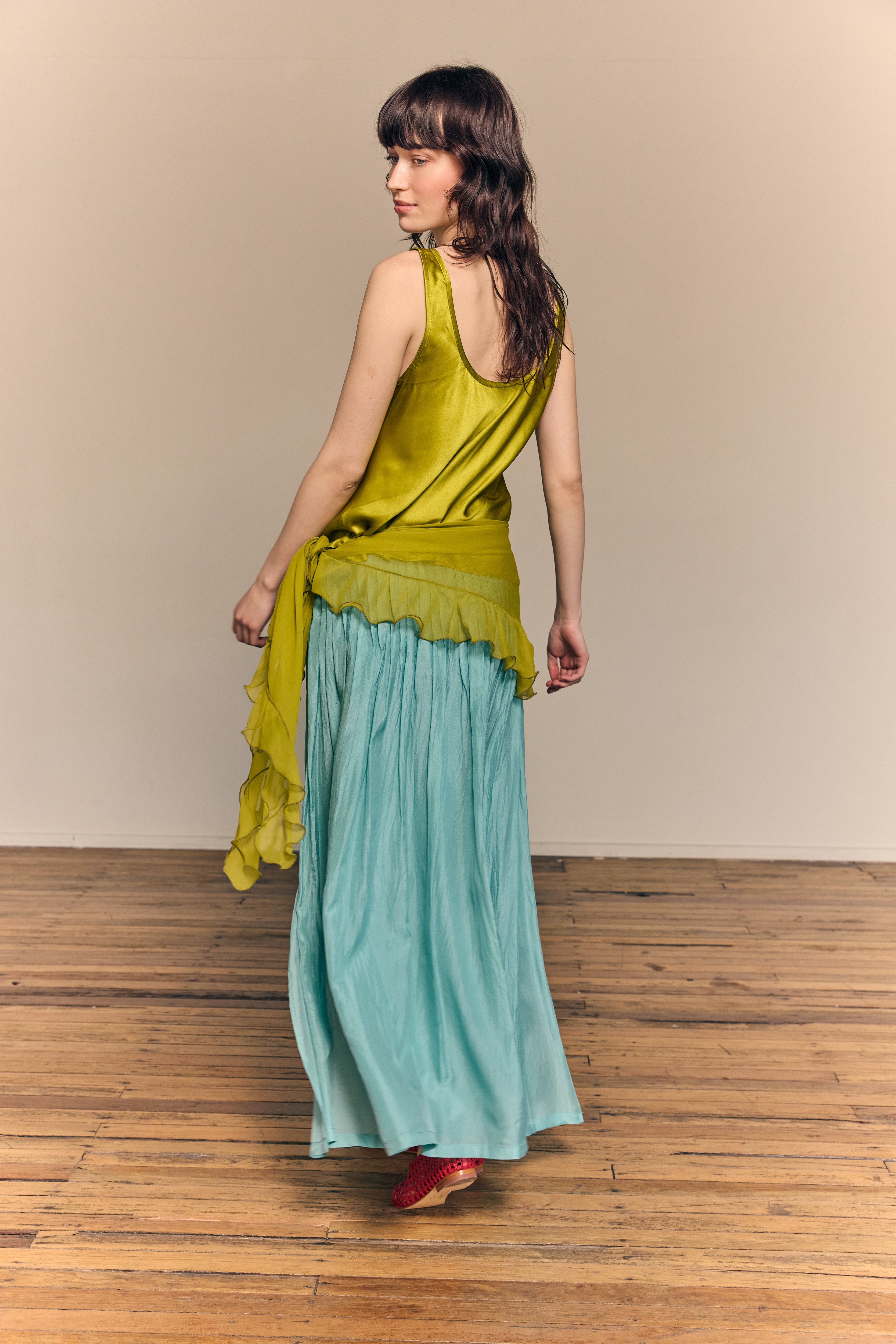 Giselle Maxi Skirt Silk Habotai Aqua