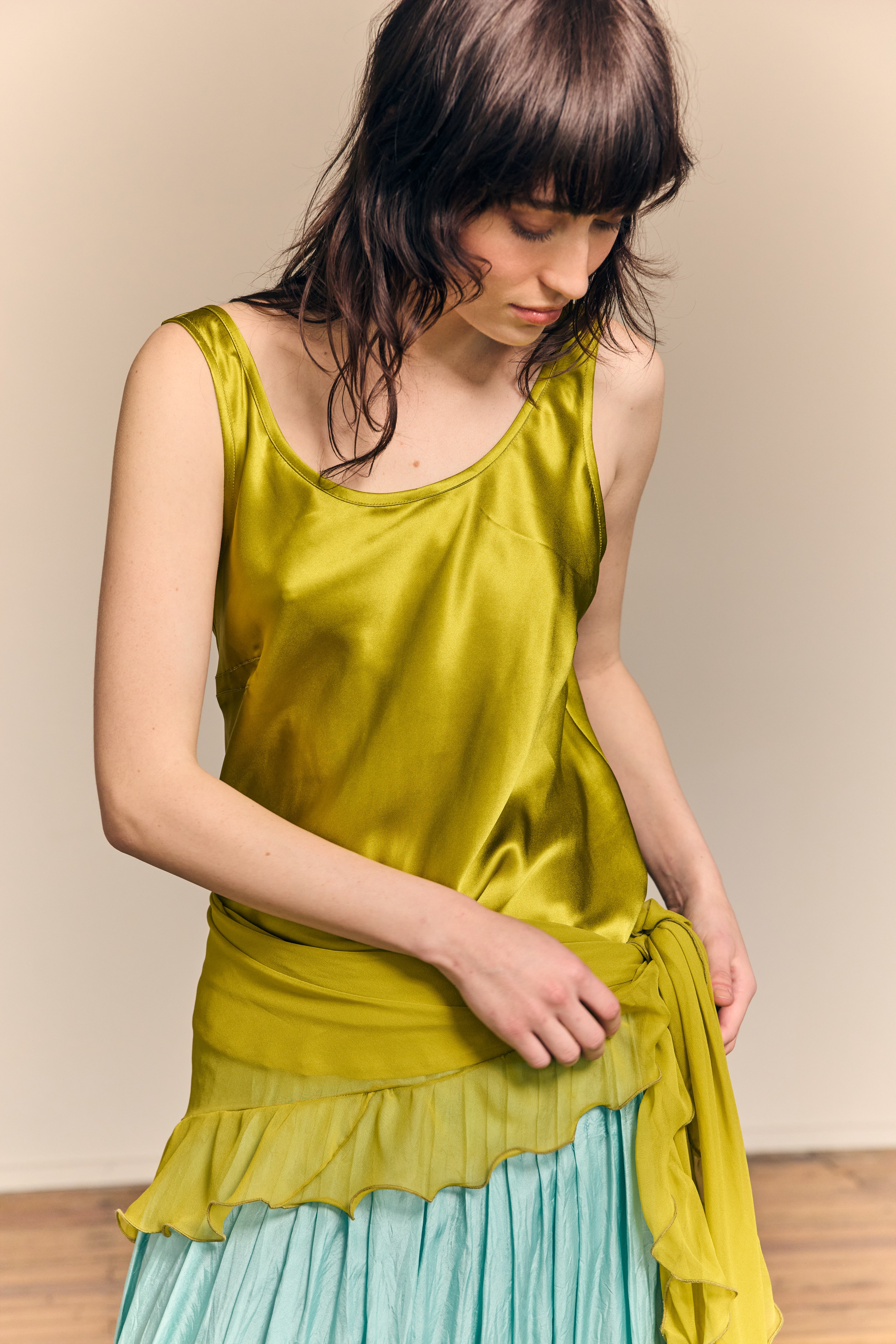 Coco Bias Top Silk Chartreuse