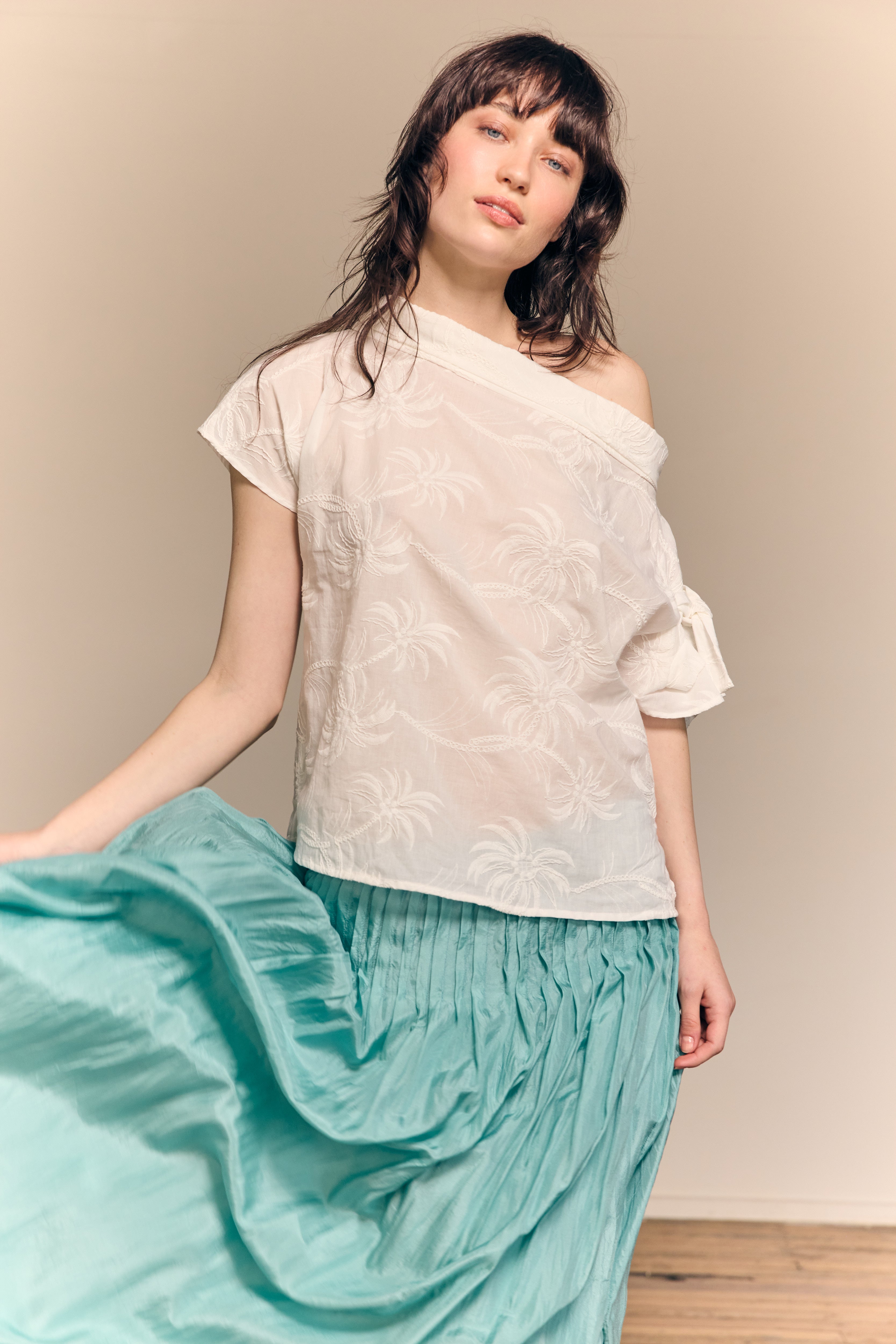 Giselle Maxi Skirt Silk Habotai Aqua