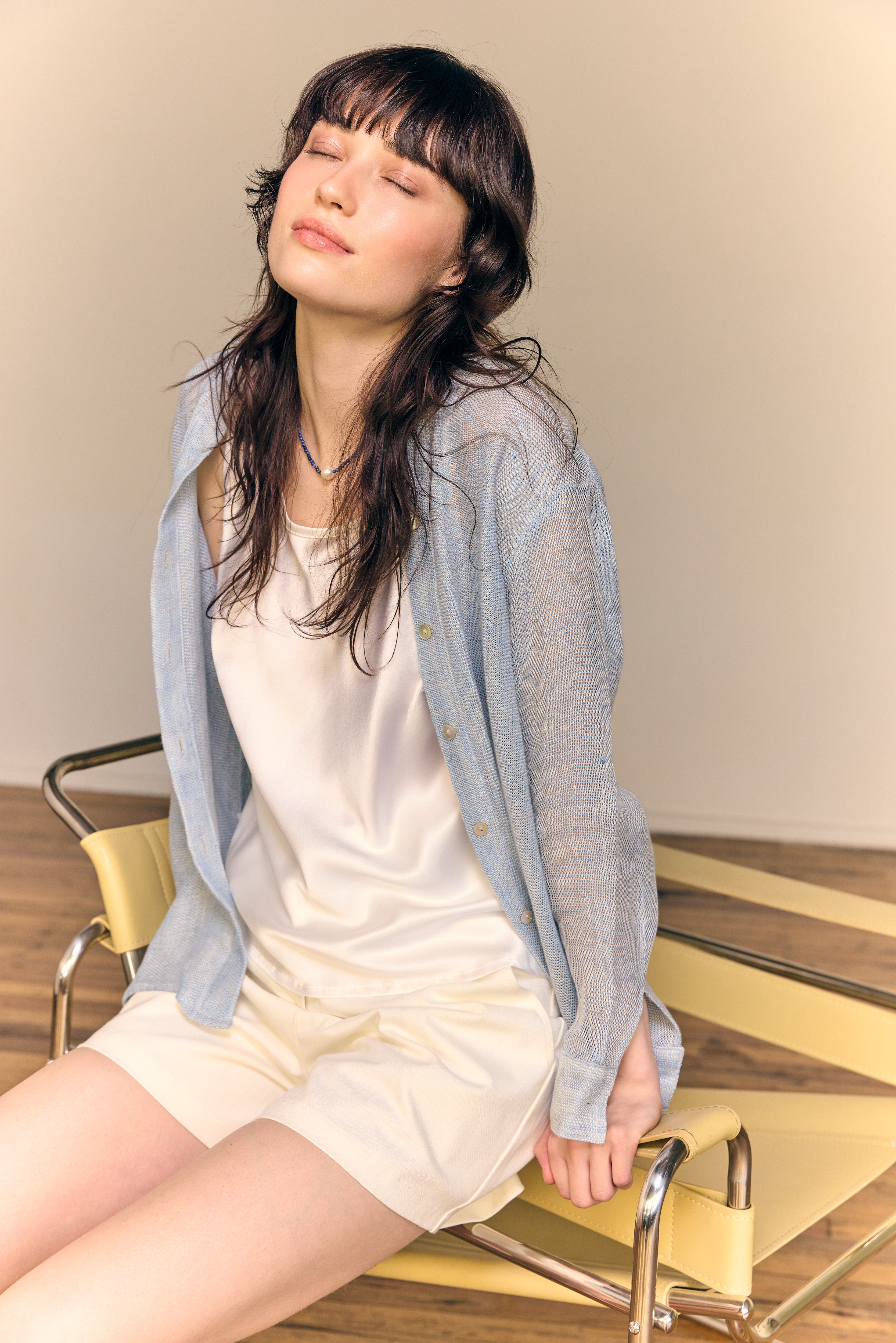 Camille Shirt Linen Sky