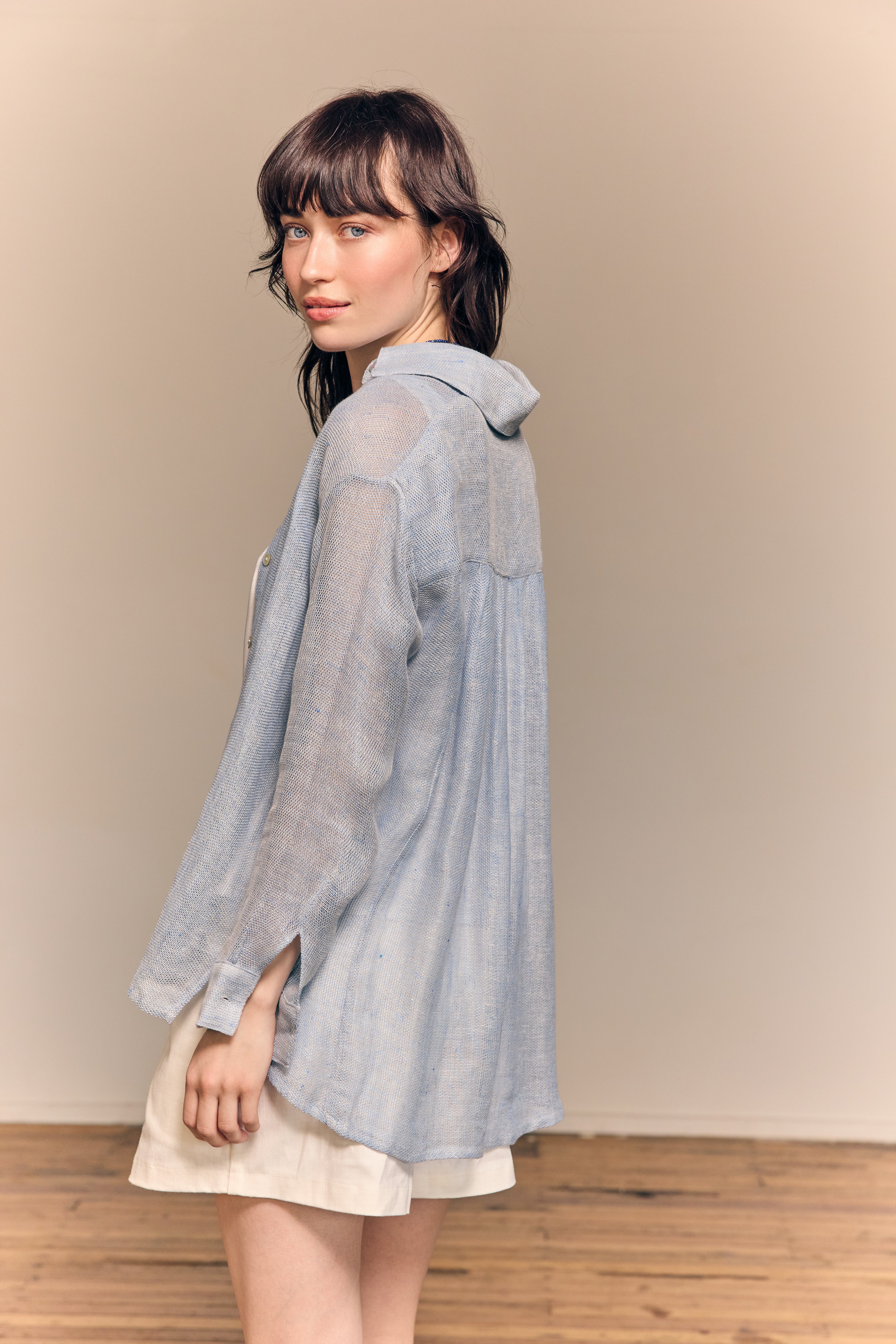 Camille Shirt Linen Sky