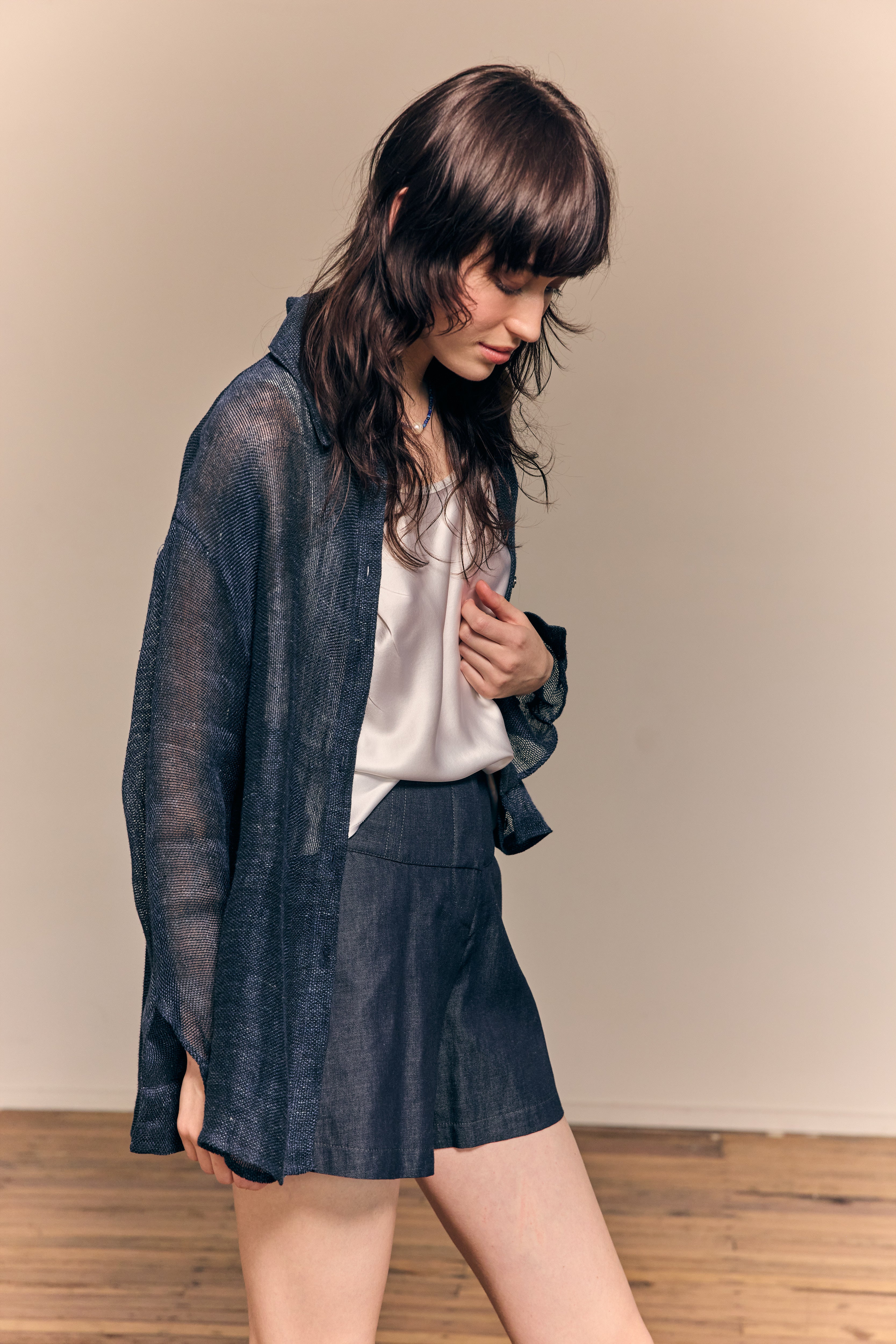 Camille Shirt Linen Navy