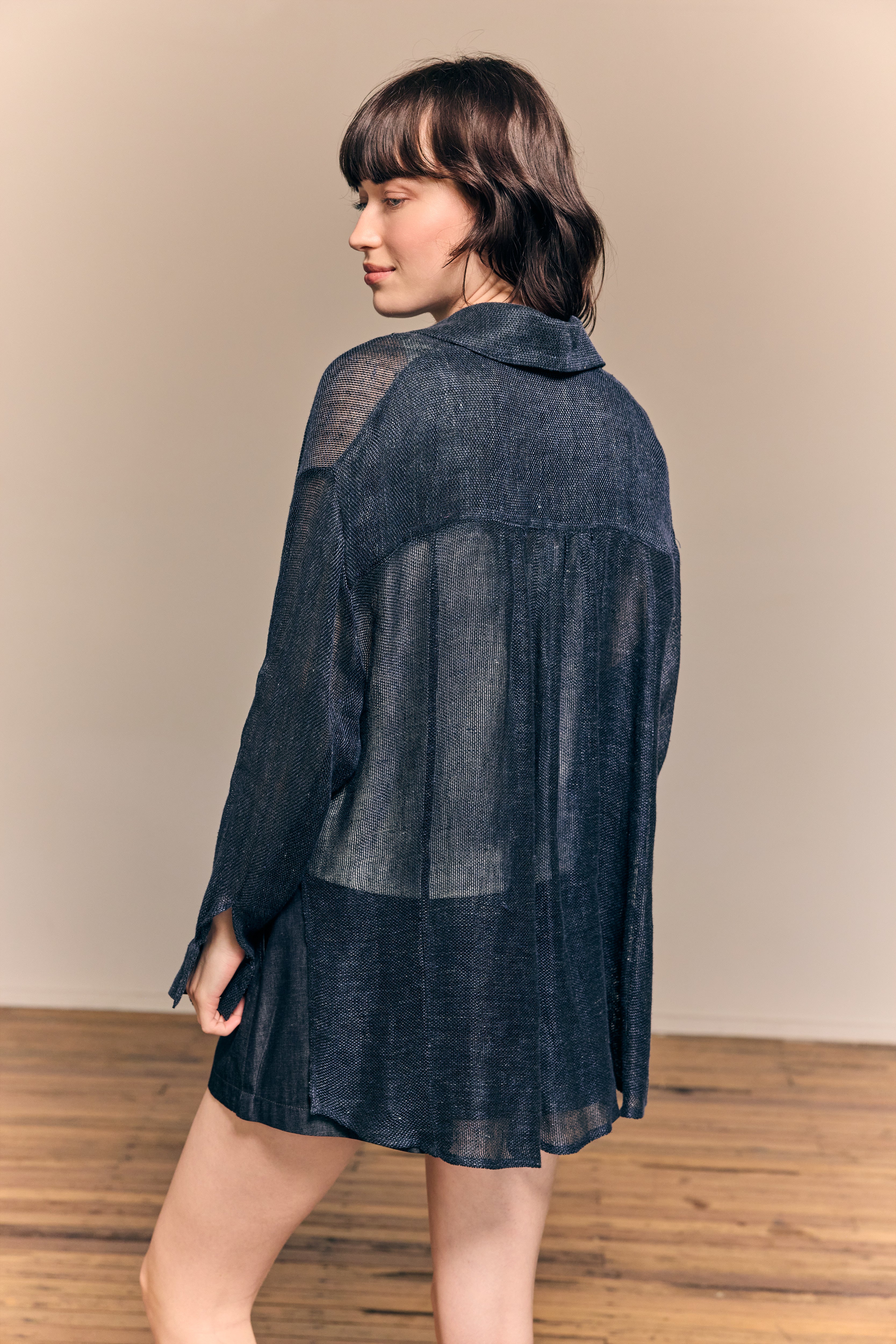 Camille Shirt Linen Navy