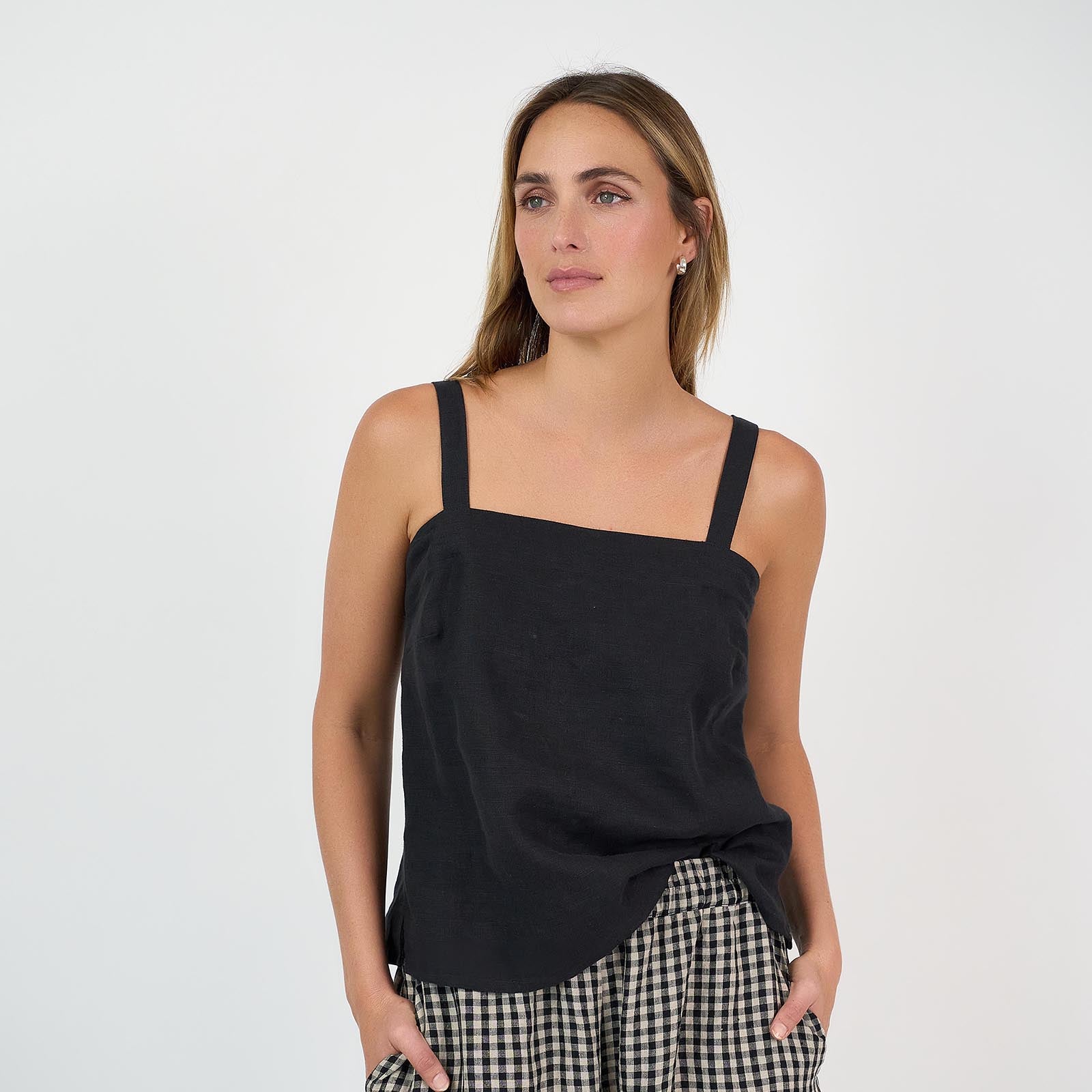 Elsa Camisole Linen Black