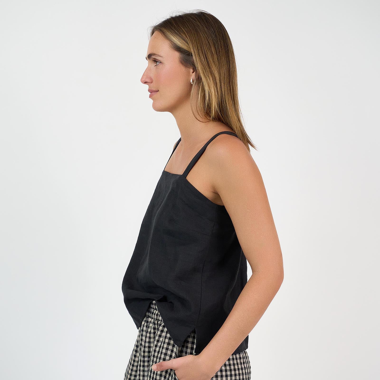 Elsa Camisole Linen Black