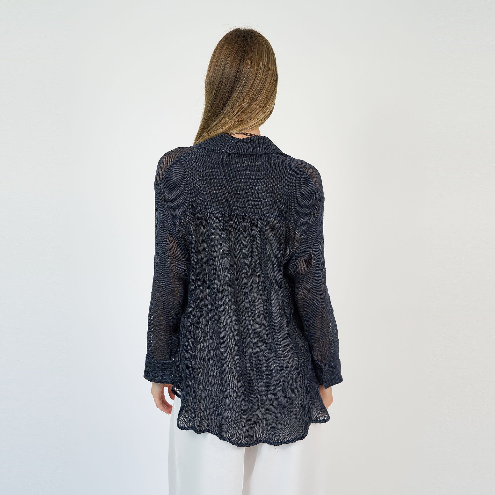 Camille Shirt Linen Navy